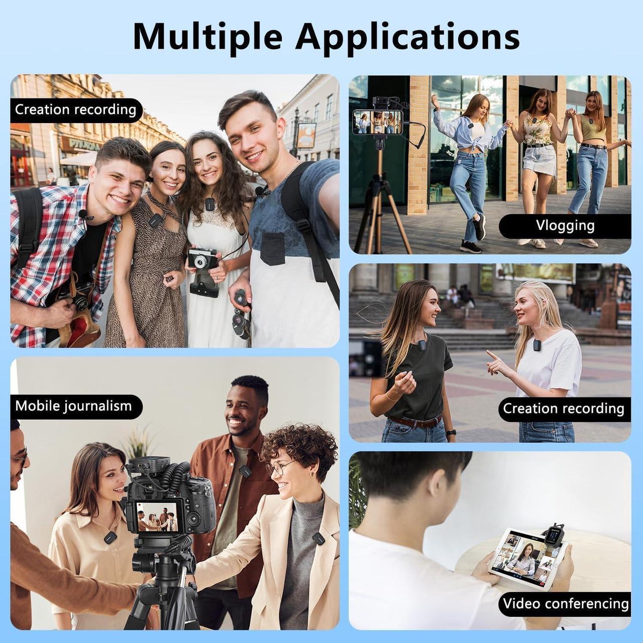 Alt view image 3 of 7 - 4-Channel Wireless Lavalier Microphone System for DSLR Camera, Blink500T4 2.4G Wireless Lapel 4 Transmitters & One Receiver 328ft Range for Camcorder Smartphones Interview Vlog YouTube Video