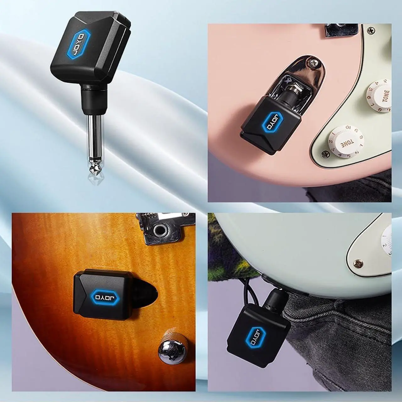 Alt view image 4 of 7 - 5.8Ghz Mini Wireless Guitar System with Portable Charging Case Wireless Transmitter and Receiver 4 Working Channel for Electric Guitar Digital Wind Instrument Wireless System AInch Square Mini Device