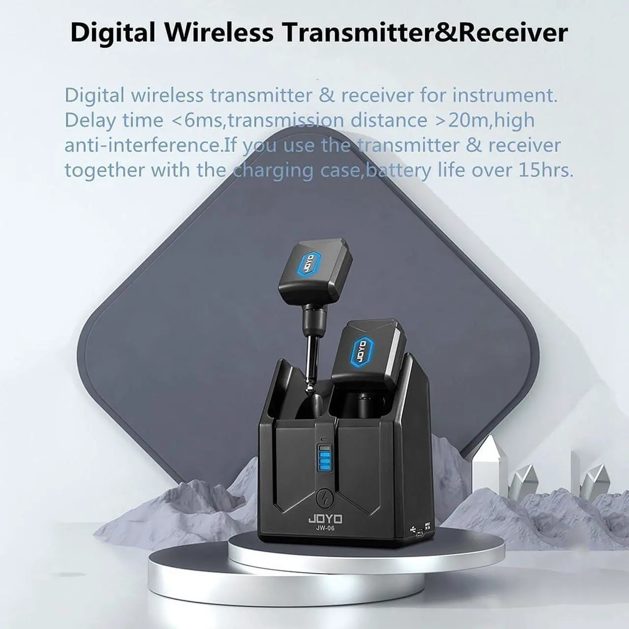 Alt view image 5 of 7 - 5.8Ghz Mini Wireless Guitar System with Portable Charging Case Wireless Transmitter and Receiver 4 Working Channel for Electric Guitar Digital Wind Instrument Wireless System AInch Square Mini Device