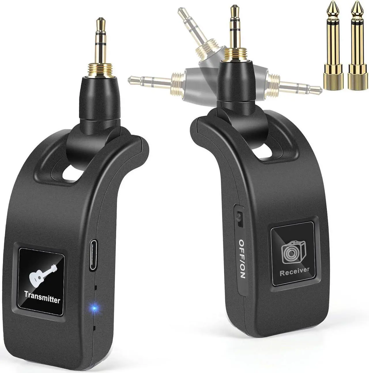 Main image of 2.4GHz Wireless Guitar Transmitter Receiver: Wireless Guitar System for Bass Violin Keyboard Electric Instrument with Premium Sound | 100FT Transmission Distance