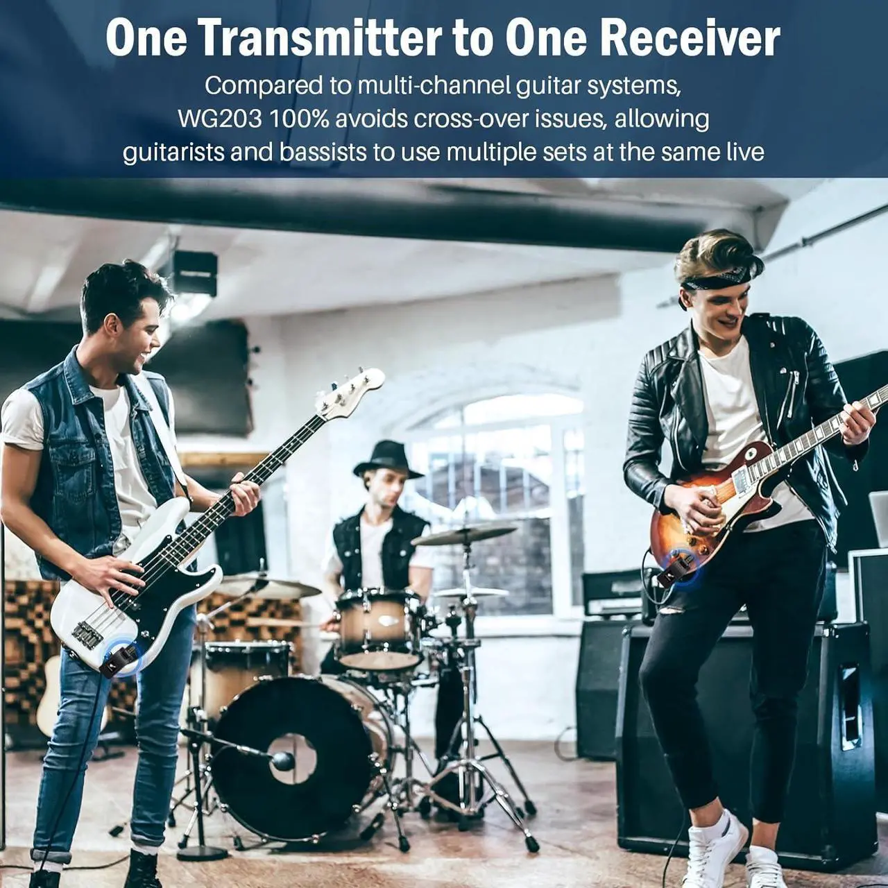Alt view image 4 of 7 - 2.4GHz Wireless Guitar Transmitter Receiver: Wireless Guitar System for Bass Violin Keyboard Electric Instrument with Premium Sound | 100FT Transmission Distance