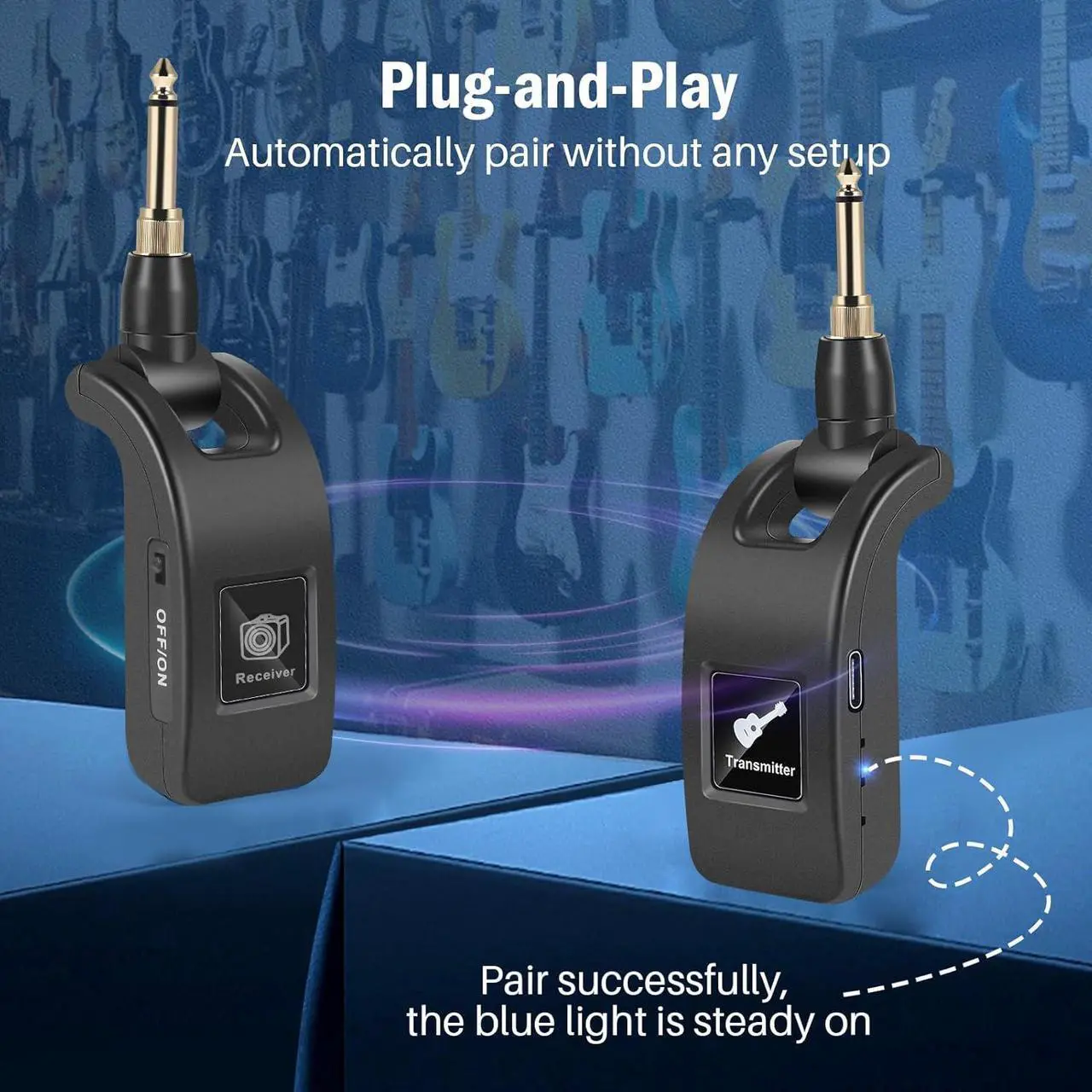 Alt view image 7 of 7 - 2.4GHz Wireless Guitar Transmitter Receiver: Wireless Guitar System for Bass Violin Keyboard Electric Instrument with Premium Sound | 100FT Transmission Distance