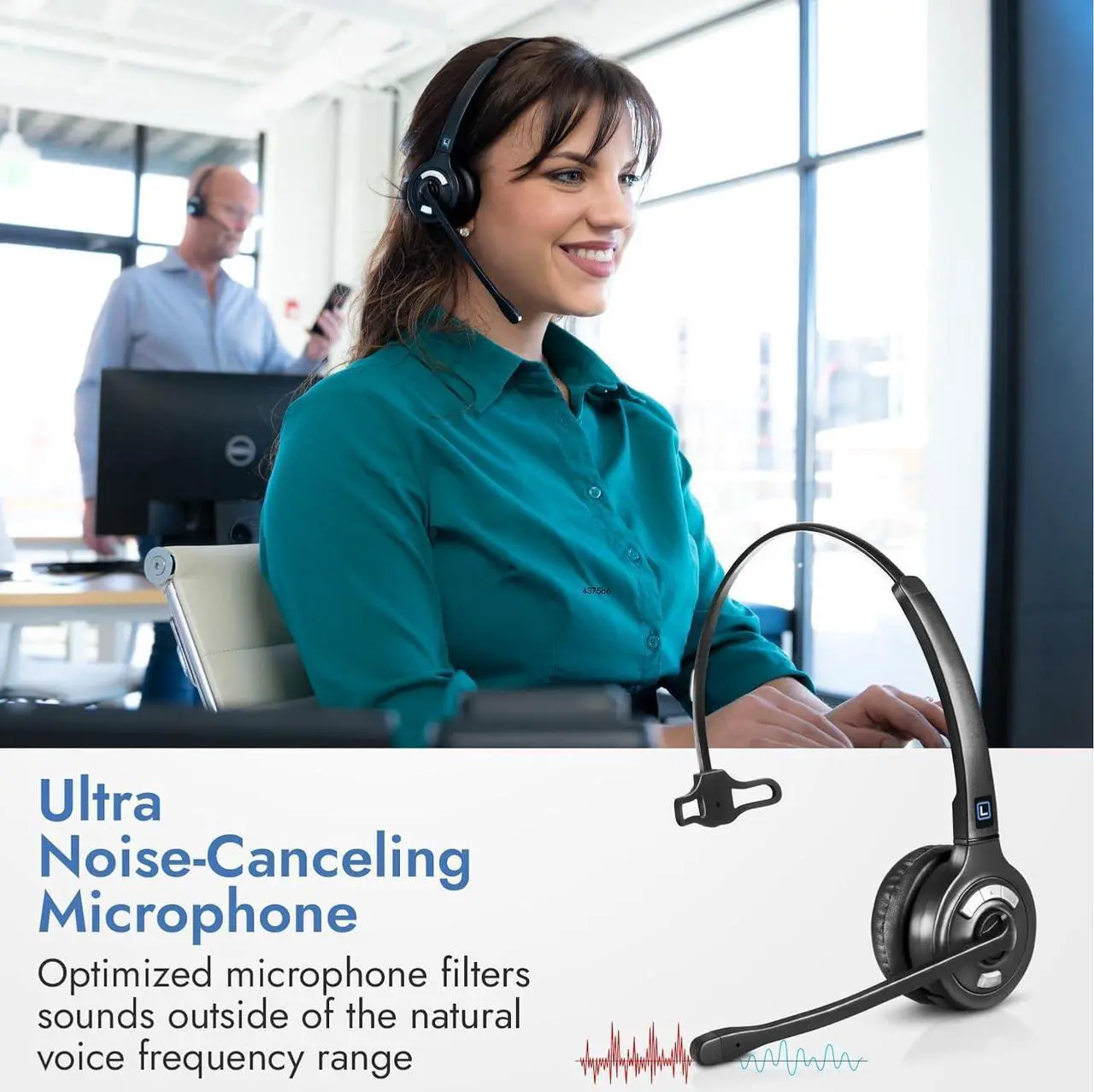 Alt view image 7 of 7 - LH575 2-in-1 Wireless Office Headset with Mic - Computer & Telephone Headset - DECT Headset, NOT Bluetooth - 5 Year Warranty - Phone Headsets for Office Phones - Best Headset for Noisy Office