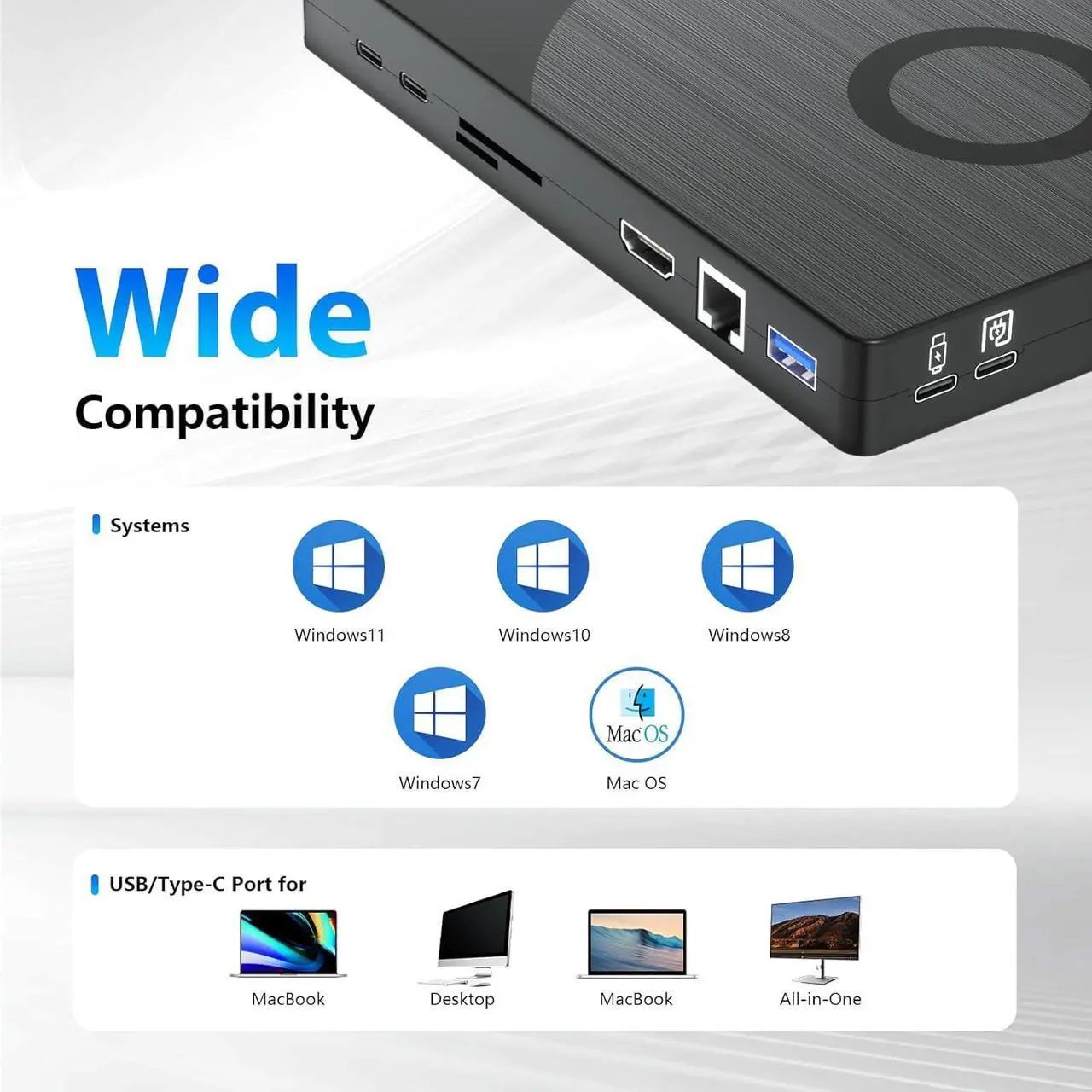 Alt view image 5 of 7 - External Blu-ray Drive 8 in 1, Support 100G Disc 3D Optical Bluray Drive with HDMI/LAN/USB 3.0/Type-C/SD/TF Port Interface Suitable for Windows XP/7/8/10/11 MacOS for PC,Laptop,Desktop,Mac