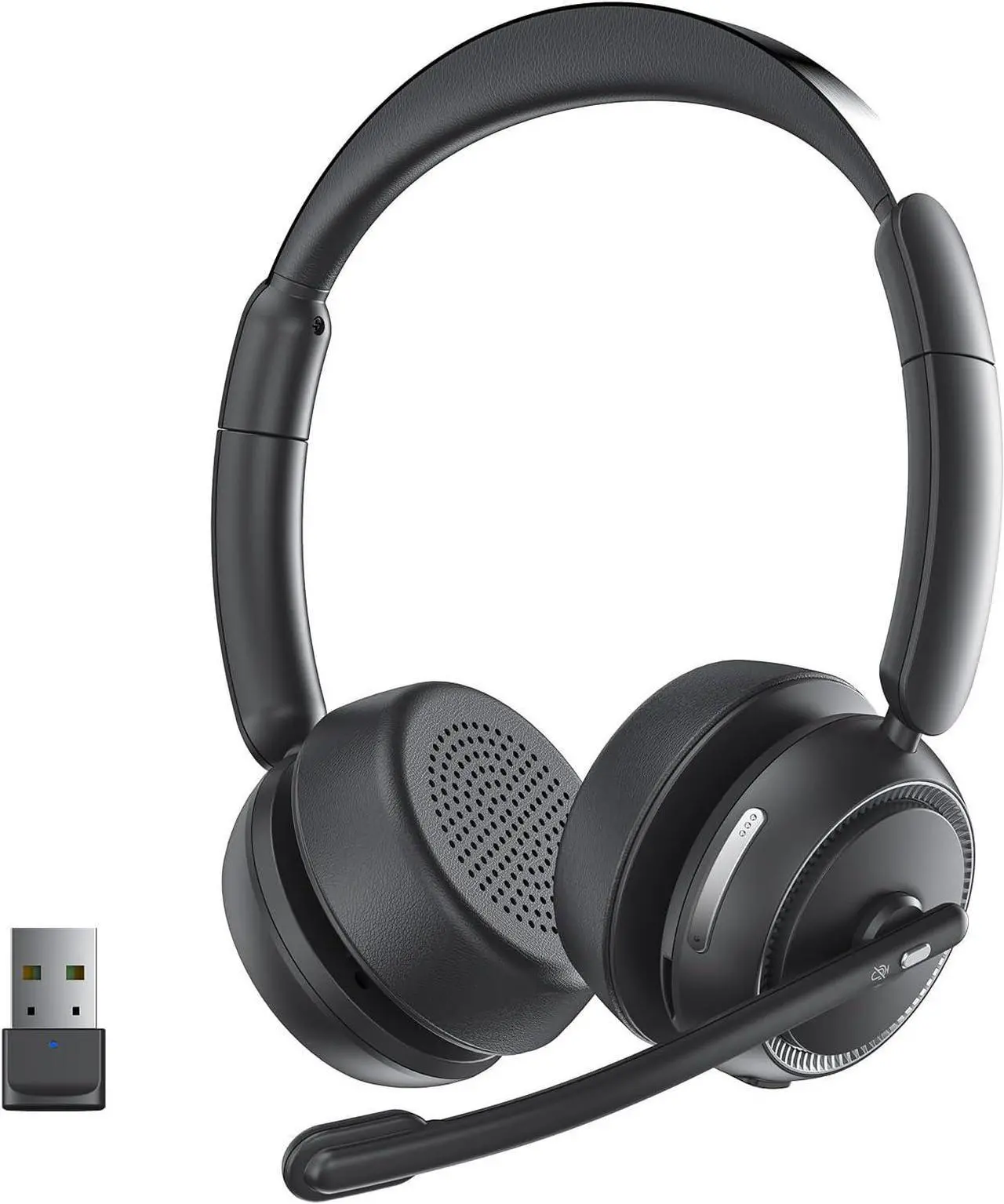 Main image of Wireless Headset with Mic for Work, Bluetooth Headset with Noise Canceling Microphone & HI-FI Stereo Sound, 65 Hrs Working Time, Wireless Headset for Work/Call Center/Computer/Teams (Black)