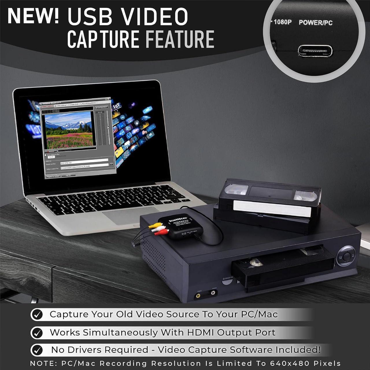 Alt view image 5 of 6 - AV to HDMI Converter & Recorder 2.0 - AV RCA Composite to 1080P HDMI TV Upscaler - for VCR, VHS, DVD, Camcorder, Hi8, Gaming - 4:3 Aspect Ratio - USB Video Capture