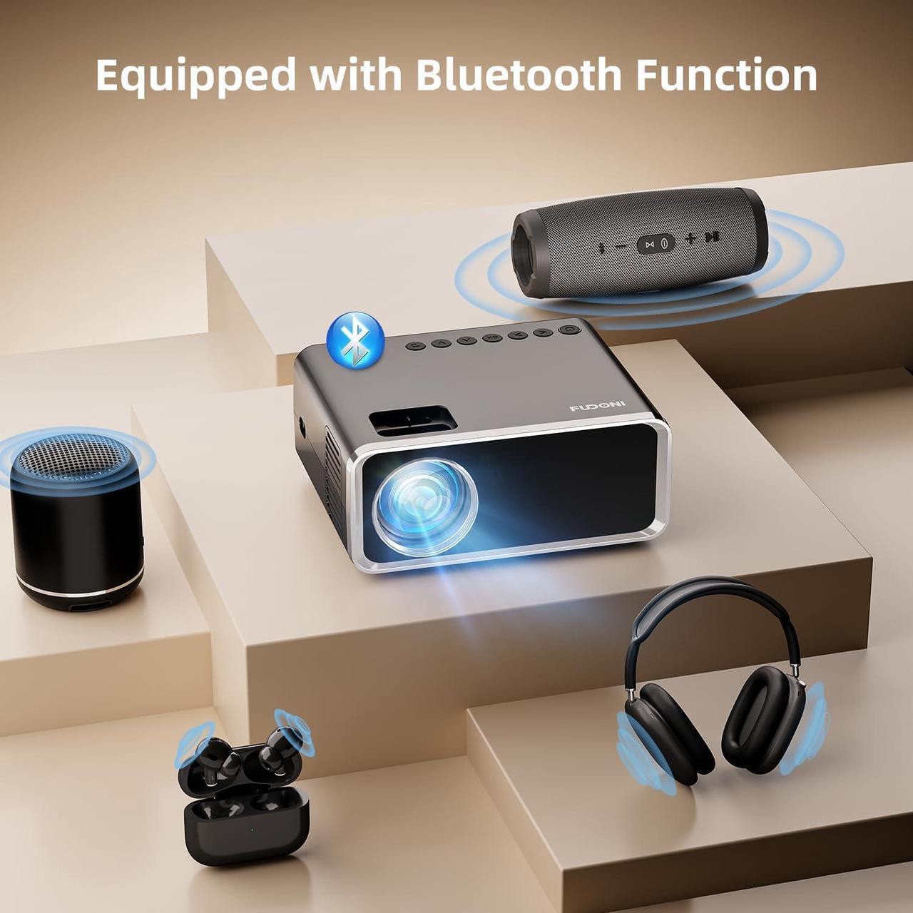 Alt view image 4 of 7 - Projector with WiFi and Bluetooth, Upgraded 5G Portable Projectors 4K Supported Native 1080P 12000L, Outdoor LED Movie Projector for Home Theater, Compatible w/iOS Android Phone/TV Stick/Laptop