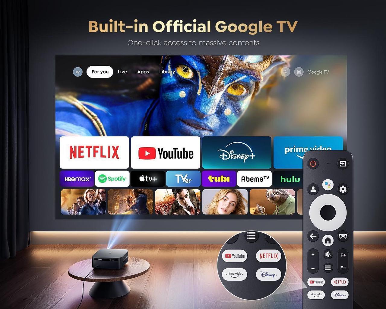 Alt view image 2 of 7 - Smart Projector with WiFi 6 and Bluetooth, Netflix-Licensed 4K Support, Outdoor Movie Proyector, 1080P Home Ceiling Auto Focus Projector, Tech Gift for Holidays, PUTRIMS K12 Gray