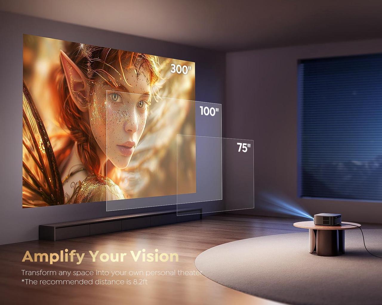 Alt view image 7 of 7 - Smart Projector with WiFi 6 and Bluetooth, Netflix-Licensed 4K Support, Outdoor Movie Proyector, 1080P Home Ceiling Auto Focus Projector, Tech Gift for Holidays, PUTRIMS K12 Gray