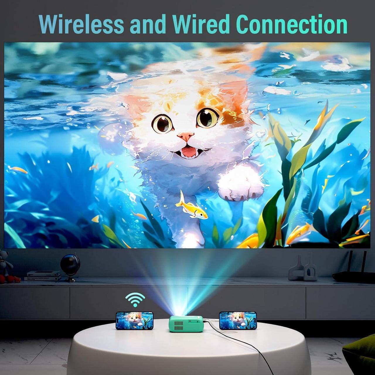 Alt view image 4 of 7 - Mini Projector ksbaby Home Theater Portable Projector WIFI Support 1080P , Phone Can Connect to Movie Projector Wirelessly, Compatible with Smartphone/ Tablet/ Laptop/ TV Stick/ USB Drive