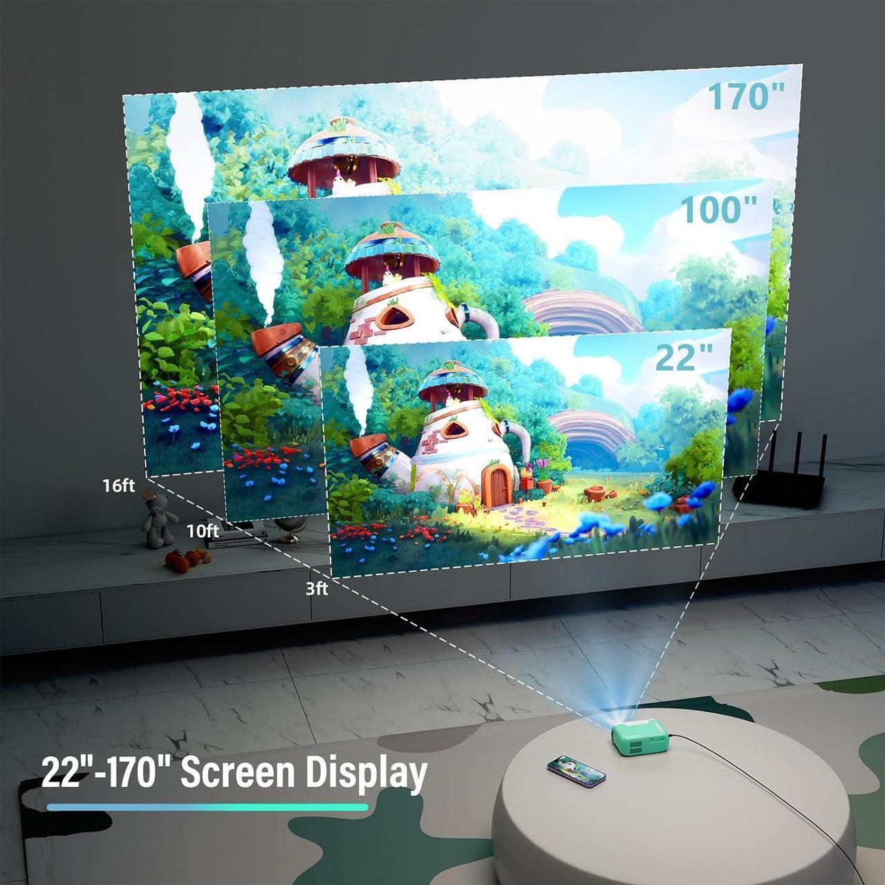 Alt view image 7 of 7 - Mini Projector ksbaby Home Theater Portable Projector WIFI Support 1080P , Phone Can Connect to Movie Projector Wirelessly, Compatible with Smartphone/ Tablet/ Laptop/ TV Stick/ USB Drive