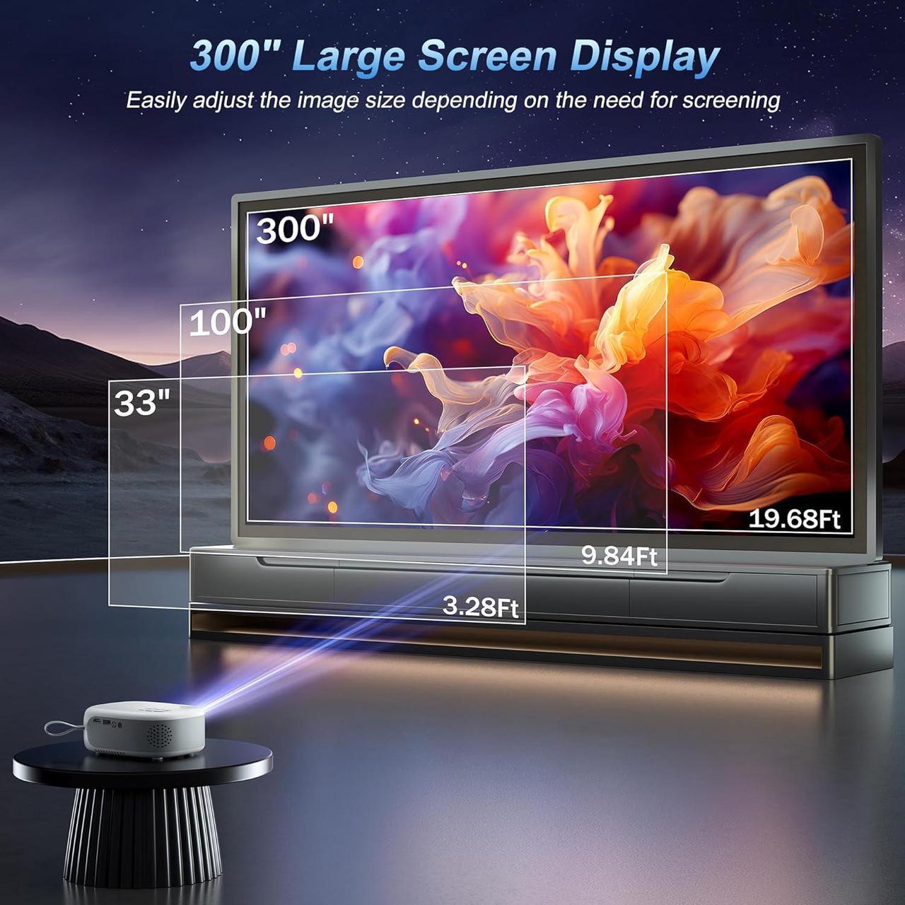 Alt view image 7 of 7 - Projector with WiFi and Bluetooth, Agreago Mini Outdoor Portable Projector with USB-C Cable, Focus & ±15% Keystone, Native 1080P Projector 2 Speakers Compatible with TV Stick/Laptop/HDMI