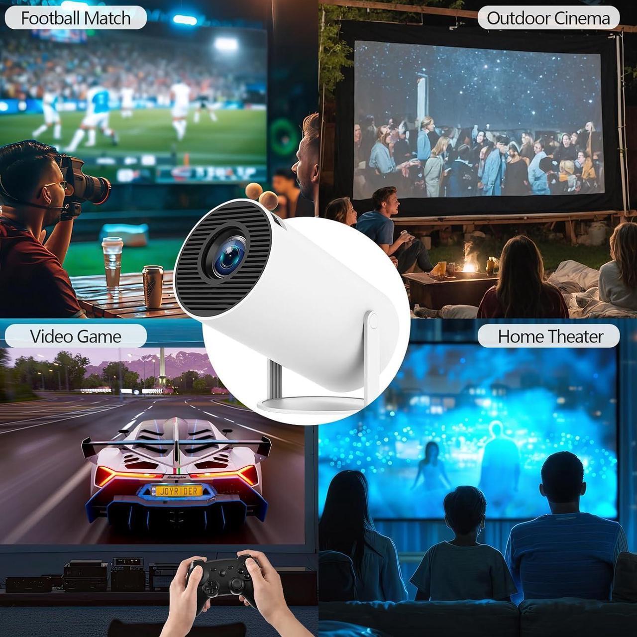 Alt view image 5 of 7 - Mini Projector Auto Keystone Portable Smart Projector with WiFi 6 BT 5.0, 180° Rotating Stand
