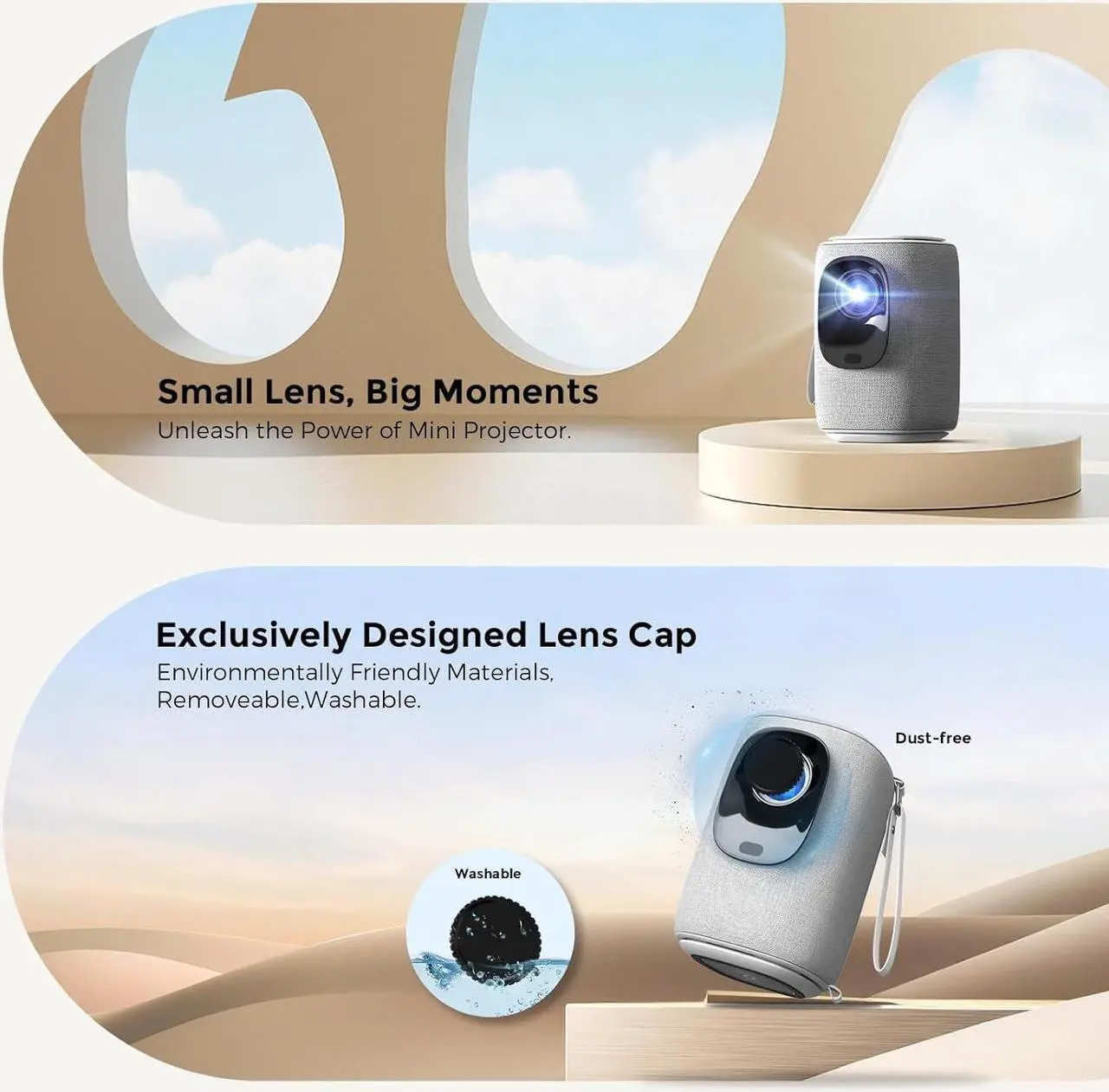 Alt view image 7 of 7 - [Electric Focus & Auto Keystone] Mini Projector With WiFi And Bluetooth, ONOAYO GivingYou AY2Pro Portable Projector 550 ANSI, Ultra Low Noise & Lens Cap Dustproof, Outdoor Projector For Phone/Laptop
