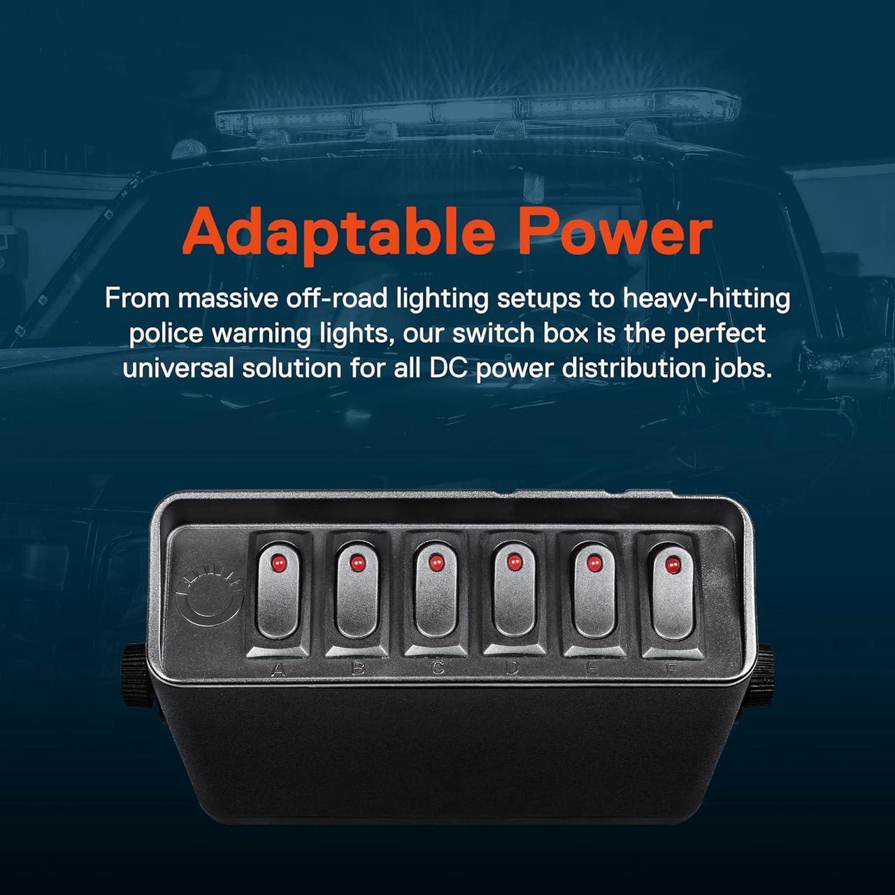 Alt view image 2 of 7 - Mods 6-Gang 12V Rocker Switch Box [40 Amp Max.] [12 AWG Wires][12 Volt DC] SPST On/Off Rocker Toggle Switch Panel Box for Auto Automotive Lights Car Marine Boat Truck Vehicles & More