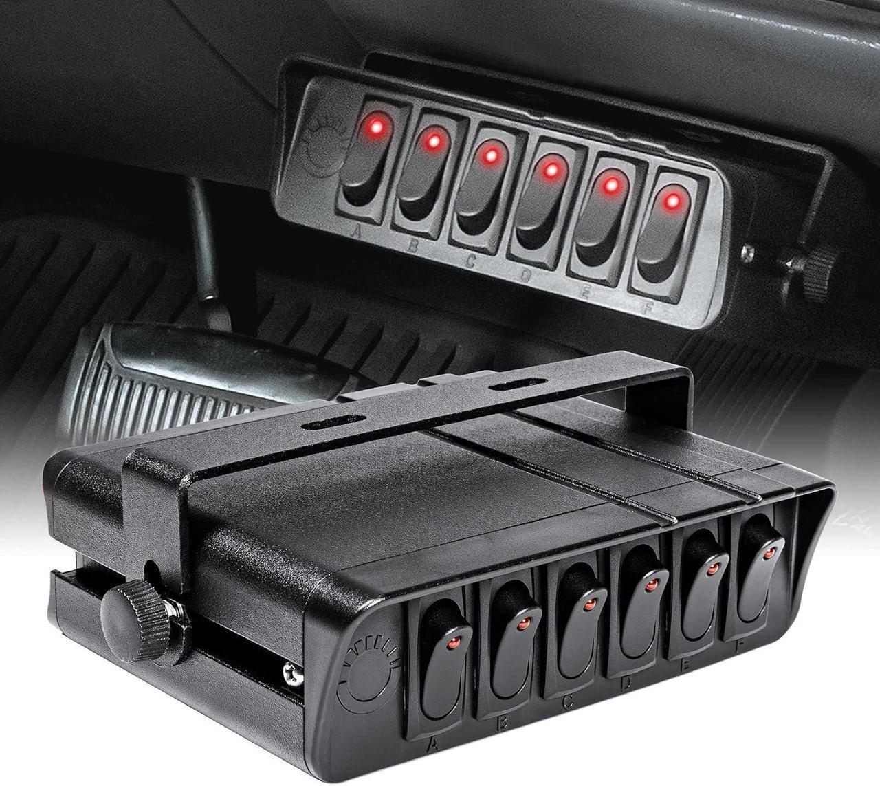 Main image of Mods 6-Gang 12V Rocker Switch Box [40 Amp Max.] [12 AWG Wires][12 Volt DC] SPST On/Off Rocker Toggle Switch Panel Box for Auto Automotive Lights Car Marine Boat Truck Vehicles & More