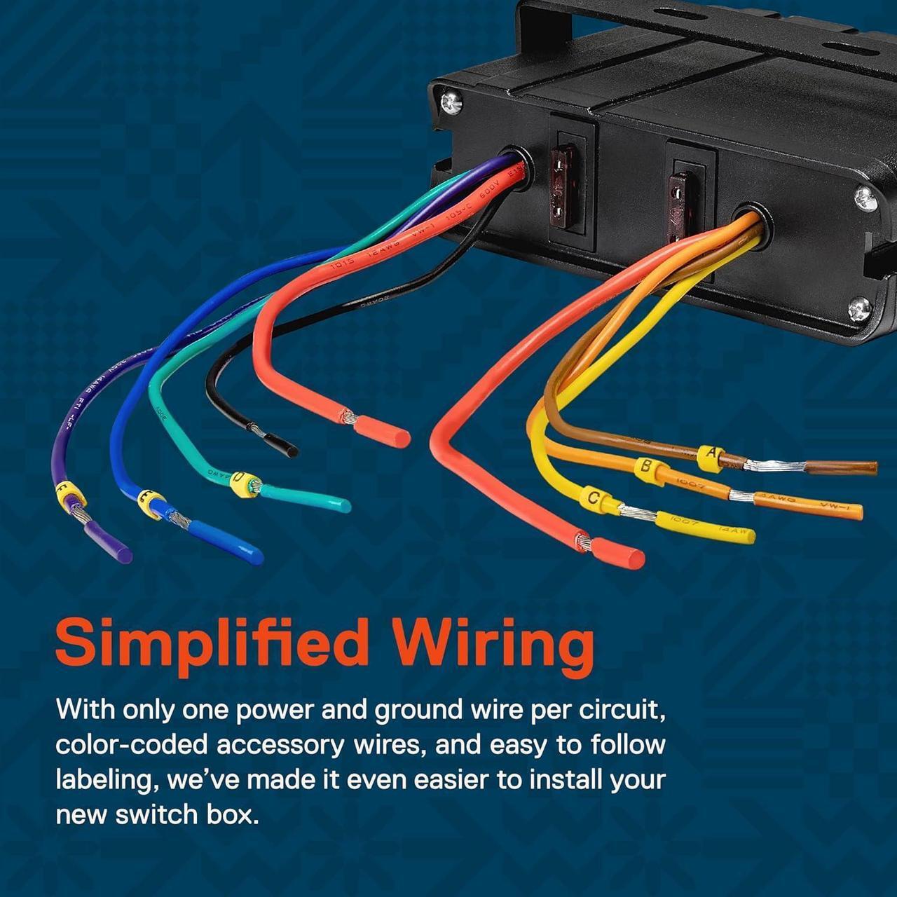 Alt view image 3 of 7 - Mods 6-Gang 12V Rocker Switch Box [40 Amp Max.] [12 AWG Wires][12 Volt DC] SPST On/Off Rocker Toggle Switch Panel Box for Auto Automotive Lights Car Marine Boat Truck Vehicles & More