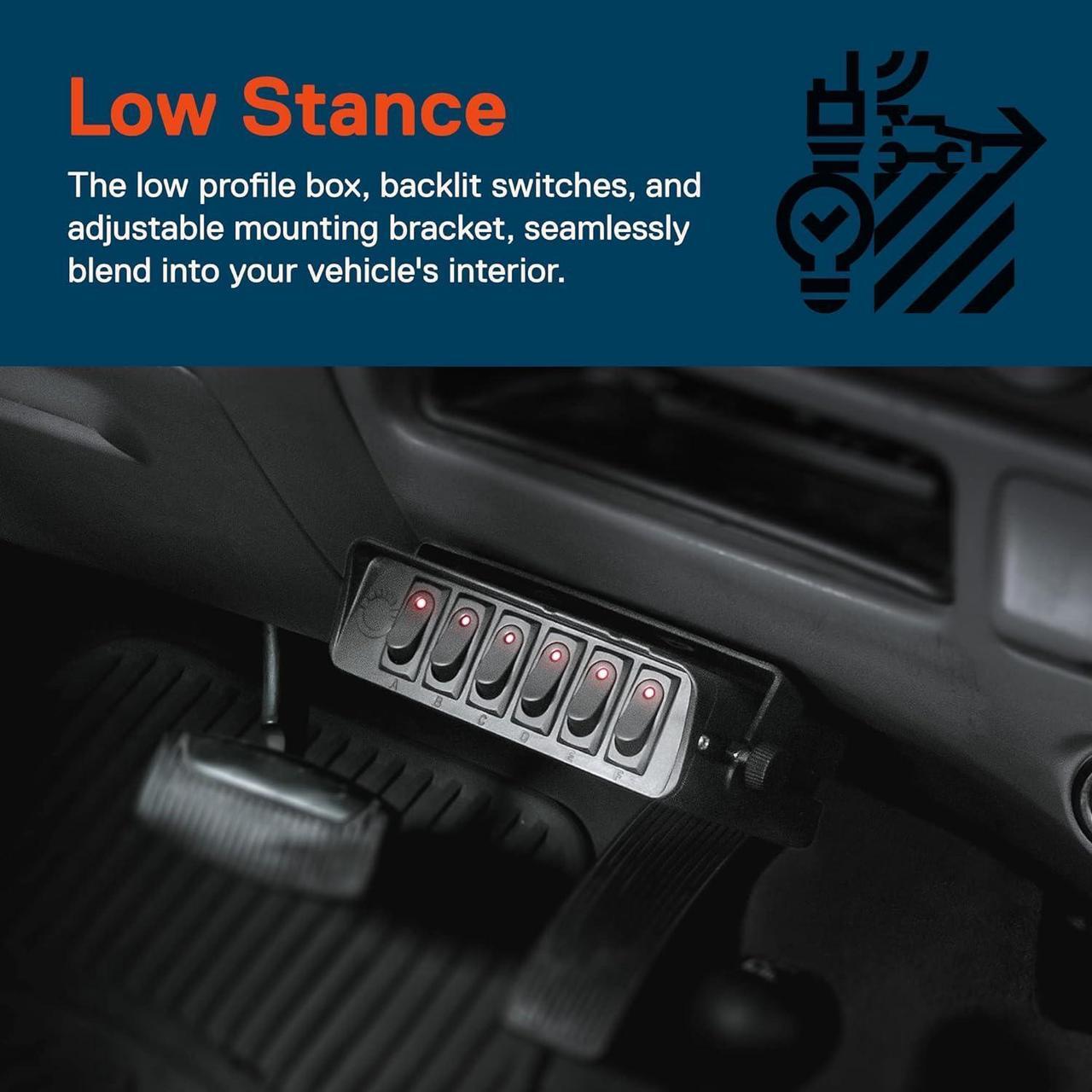 Alt view image 5 of 7 - Mods 6-Gang 12V Rocker Switch Box [40 Amp Max.] [12 AWG Wires][12 Volt DC] SPST On/Off Rocker Toggle Switch Panel Box for Auto Automotive Lights Car Marine Boat Truck Vehicles & More
