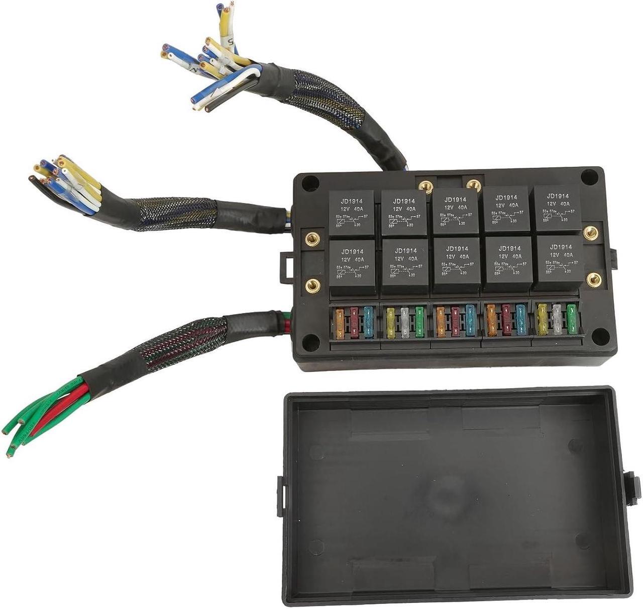 Main image of 12V Fuse Relay Box 15 Slots with Pre-Wired, Universal Waterproof Relay Box ATC/ATO Fuse Holder and 10 Slots Relay Panel, Relay Socket Box Compatible withAutomotive Car Truck Marine Boat