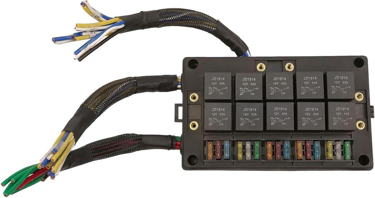 Alt view image 4 of 6 - 12V Fuse Relay Box 15 Slots with Pre-Wired, Universal Waterproof Relay Box ATC/ATO Fuse Holder and 10 Slots Relay Panel, Relay Socket Box Compatible withAutomotive Car Truck Marine Boat