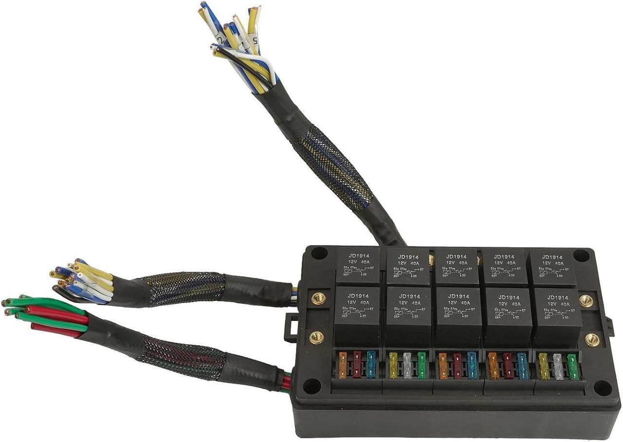 Alt view image 5 of 6 - 12V Fuse Relay Box 15 Slots with Pre-Wired, Universal Waterproof Relay Box ATC/ATO Fuse Holder and 10 Slots Relay Panel, Relay Socket Box Compatible withAutomotive Car Truck Marine Boat