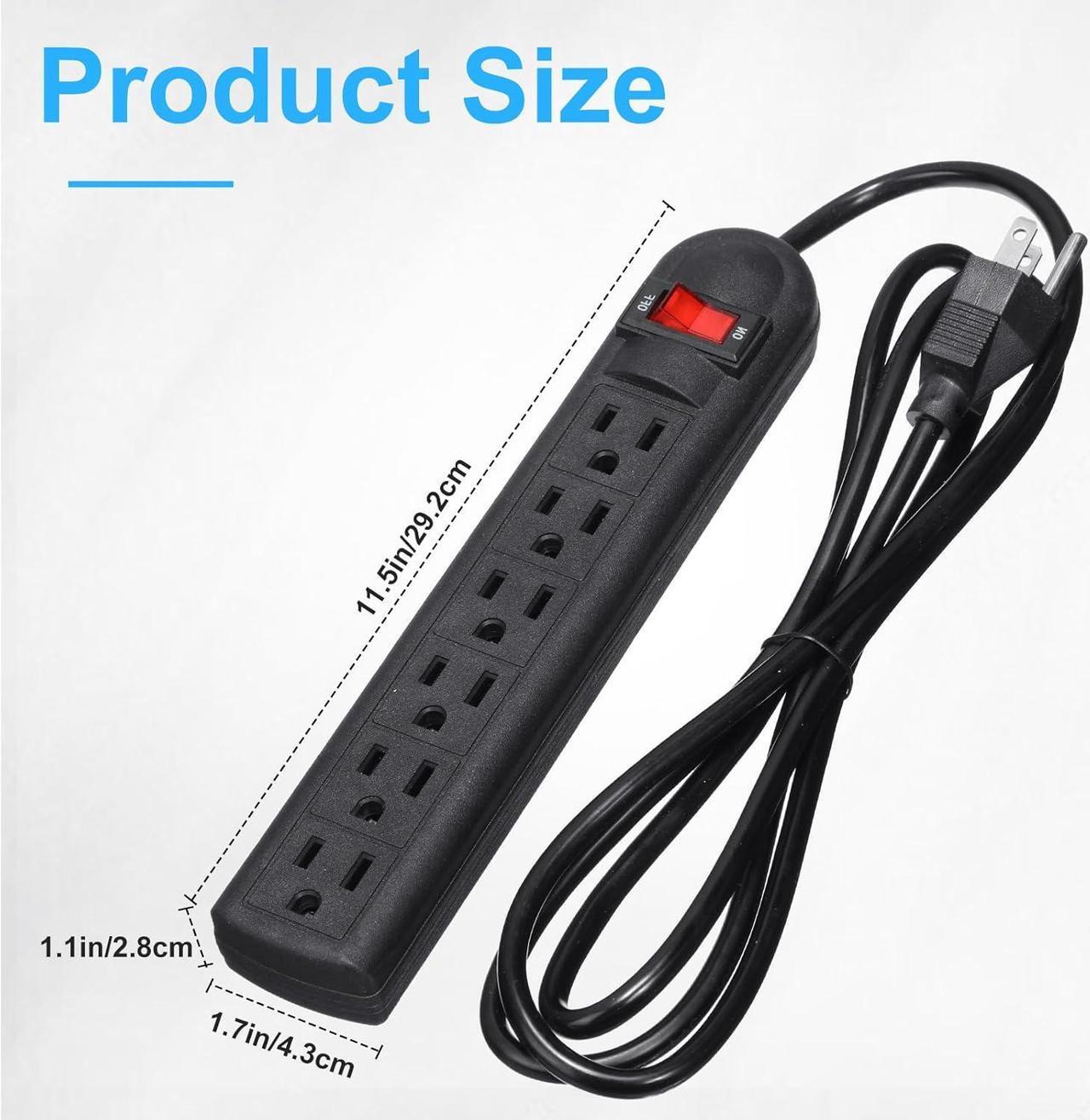 Alt view image 3 of 7 - 12 Pack Power Strip Bulk 6 Outlet Surge Protector Power Cord Strip 6 ft Electrical Extension Cord with Multiple Outlets Flat Plug Power Strips for Home Office(Black)