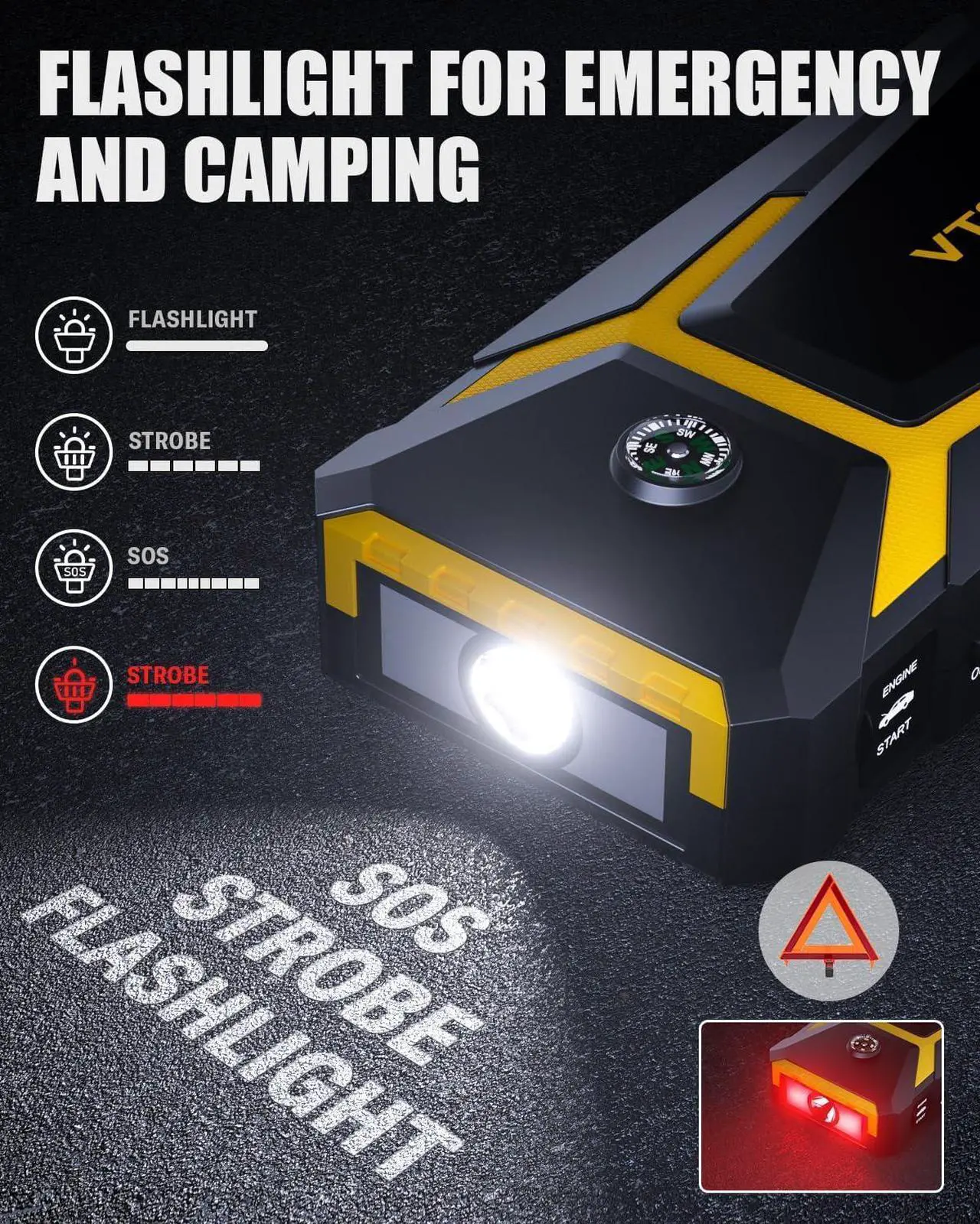 Alt view image 5 of 6 - V8 Pro 3000A Jump Starter, Car Battery Charger Jump Starters for Up 8.5L Gas and 6.5L Diesel Engines, 12V Auto Lithium Battery Booster Pack, Portable Jump Box with Jumper Cable LCD Display