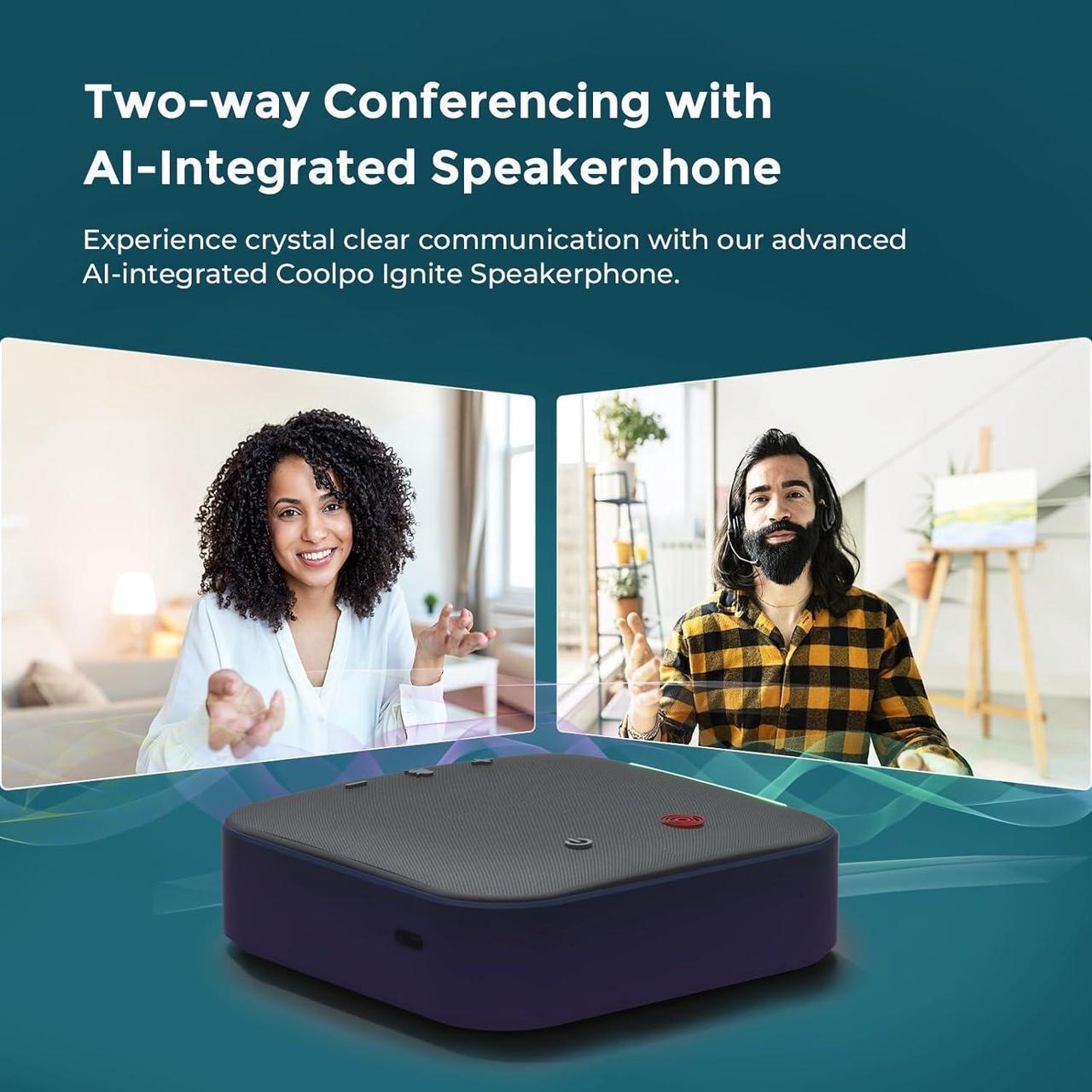 Alt view image 5 of 7 - Conference Speaker and Microphone Bluetooth Speakerphone with 4 Mics,USB C,360°Voice Pickup & Dual Noise Cancelling Conference Room Microphone for Work/Teams/Zoom/Home Office