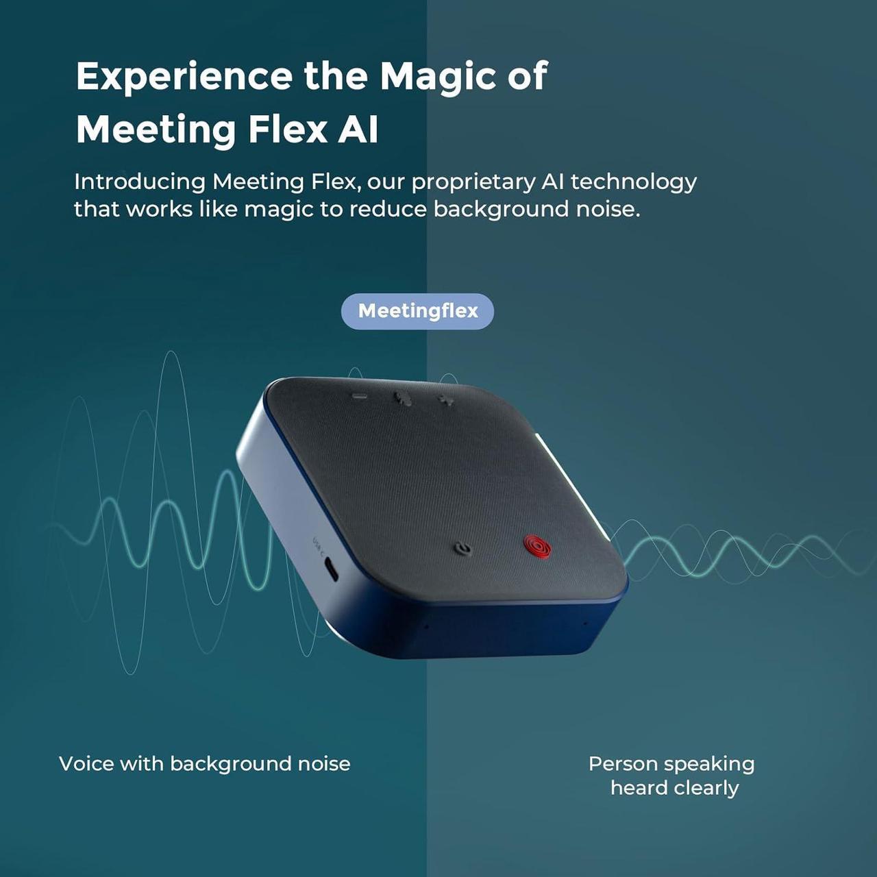 Alt view image 7 of 7 - Conference Speaker and Microphone Bluetooth Speakerphone with 4 Mics,USB C,360°Voice Pickup & Dual Noise Cancelling Conference Room Microphone for Work/Teams/Zoom/Home Office