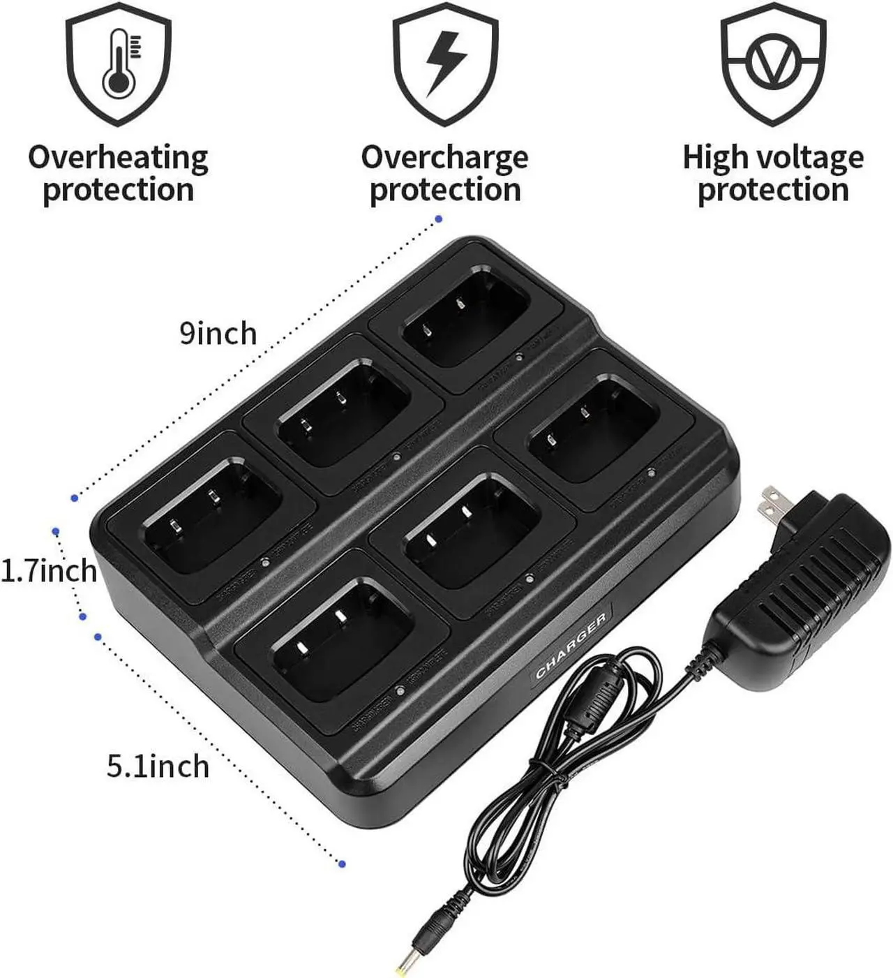 Alt view image 2 of 7 - walkie talkies for Adults Long Range with Upgraded Earpiece,radios walkie talkies Rechargeable Portable Two Way Radios with 6 Way Multi Gang Charger and Li-ion Battery (6 Pack)