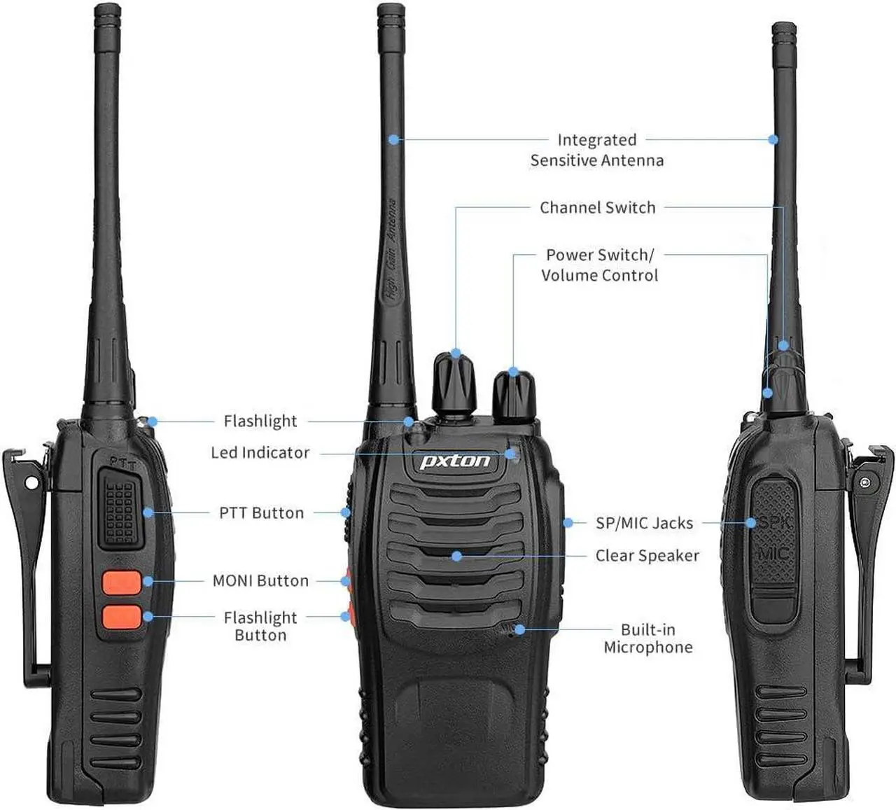 Alt view image 4 of 7 - walkie talkies for Adults Long Range with Upgraded Earpiece,radios walkie talkies Rechargeable Portable Two Way Radios with 6 Way Multi Gang Charger and Li-ion Battery (6 Pack)