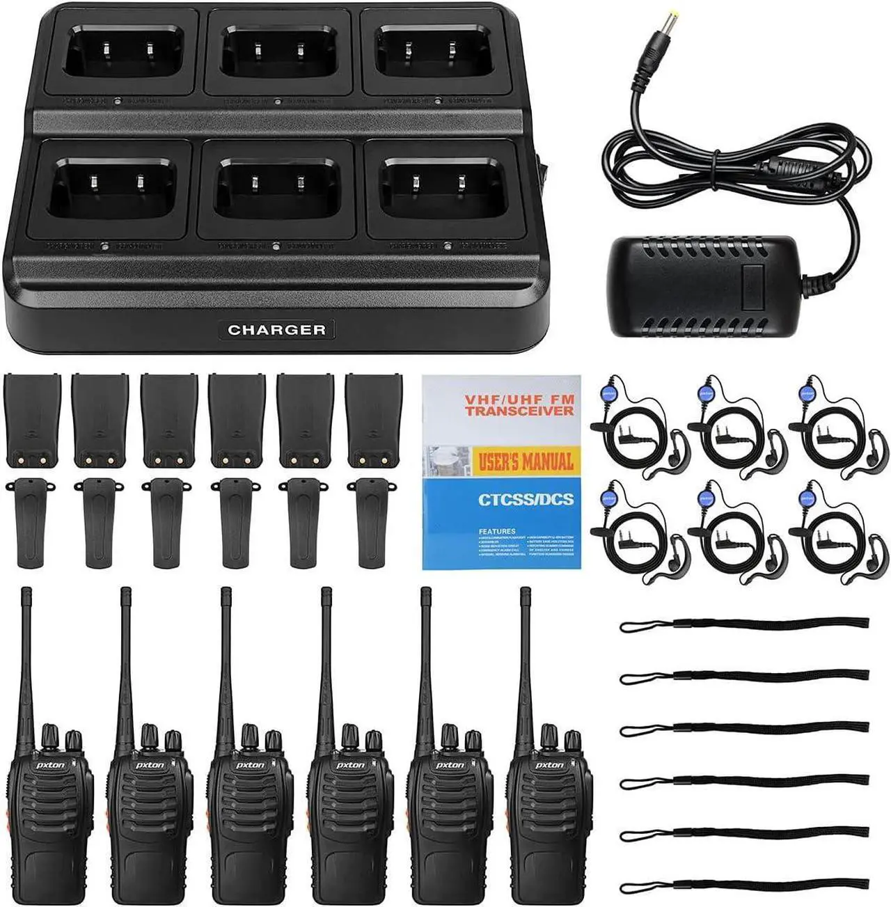 Alt view image 6 of 7 - walkie talkies for Adults Long Range with Upgraded Earpiece,radios walkie talkies Rechargeable Portable Two Way Radios with 6 Way Multi Gang Charger and Li-ion Battery (6 Pack)
