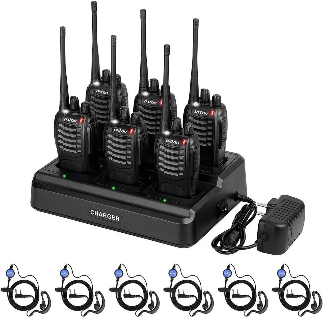 Alt view image 7 of 7 - walkie talkies for Adults Long Range with Upgraded Earpiece,radios walkie talkies Rechargeable Portable Two Way Radios with 6 Way Multi Gang Charger and Li-ion Battery (6 Pack)