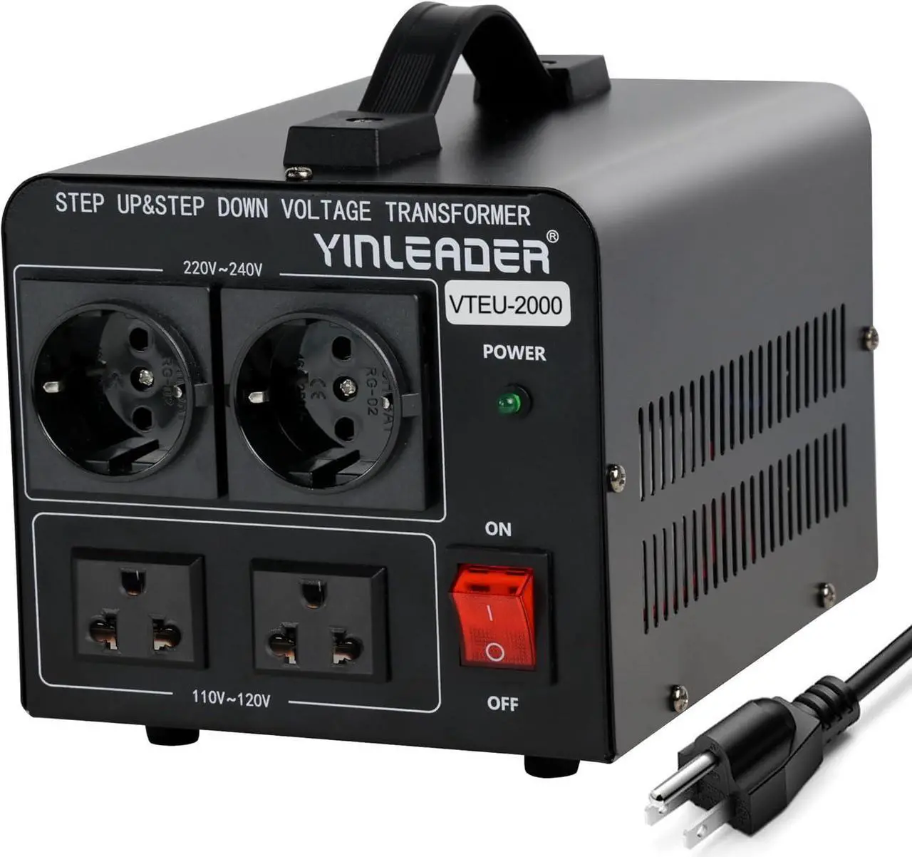 Main image of 2000W Step Up/Down Transformer,Convert 110/120V to 220/240 Volt OR Convert 220V to 110V Voltage Converter with 2US&2 EU outlets