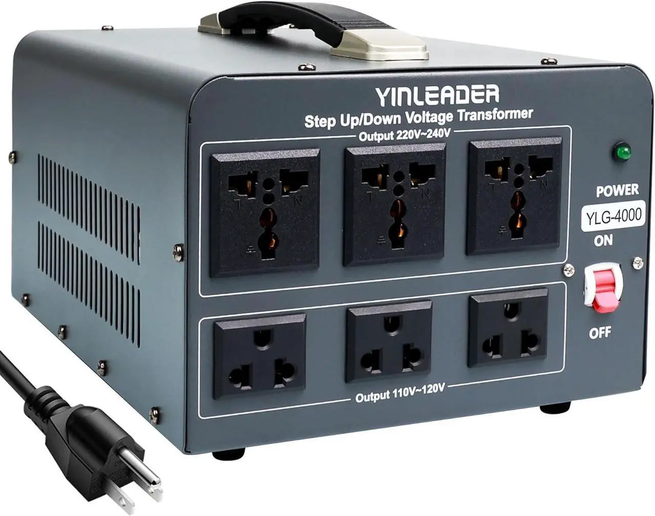 Main image of 110V to 220V Voltage Converter Transformer 4000W Step Up/Down 110/120-220/240V with US and Universal Outlet,Resettable Circuit Breaker
