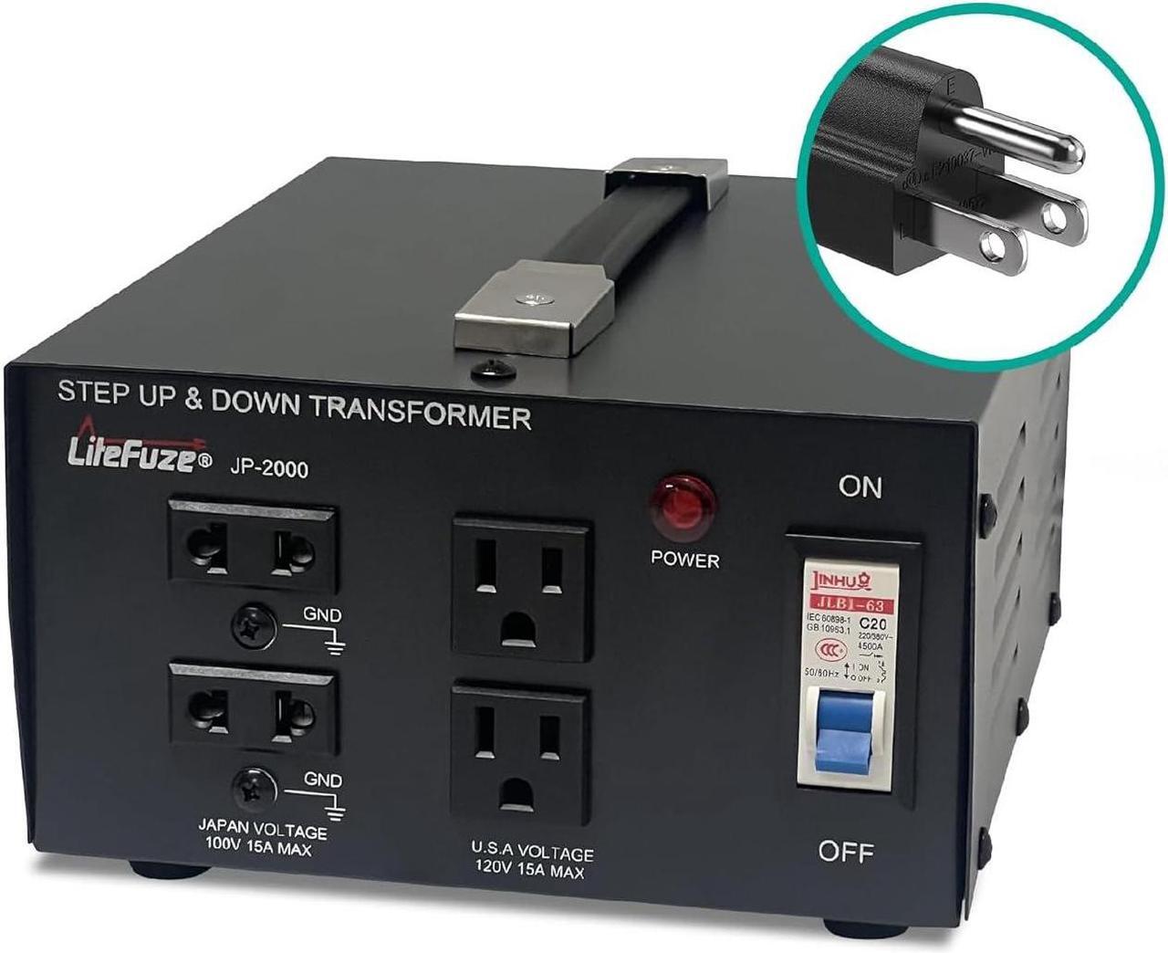 Alt view image 2 of 7 - 2000 Watt Japan Voltage Converter Transformer Step Up/Down - 100v to 120v / 120v to 100v Japanese Power Converter - Fully Grounded Cord CE Certified
