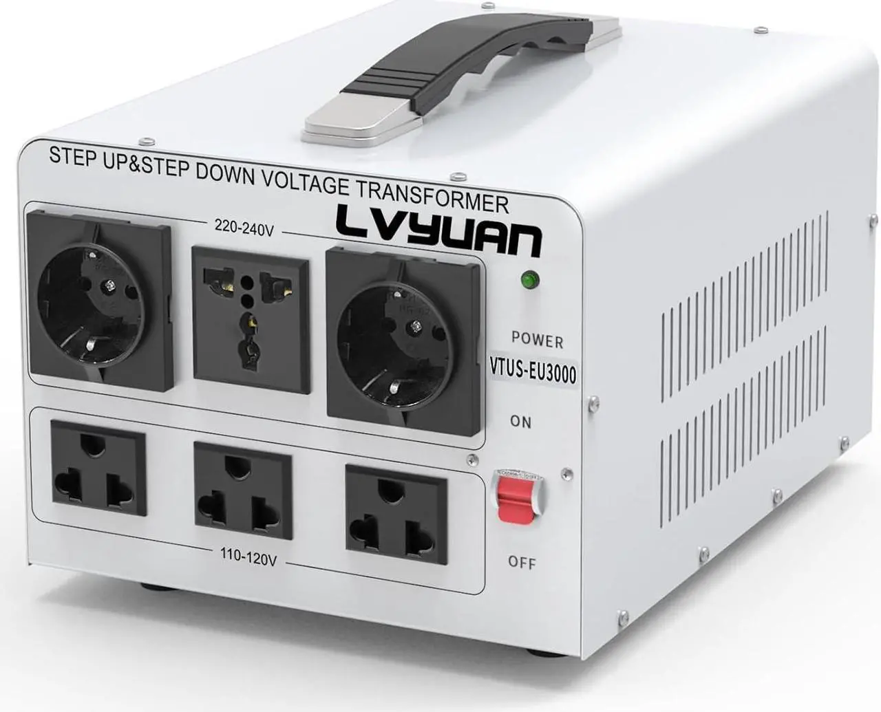 Main image of 3000W Voltage Transformer Power Converter Step Up 110V to 220V, Step Down 220V to 110V, 110/120 Volt - 220/240 Volt