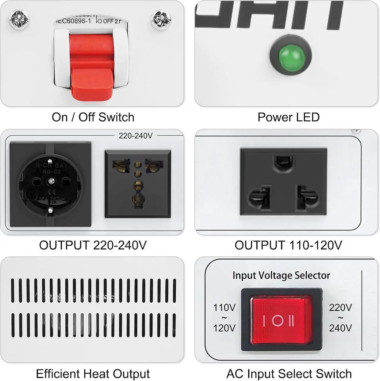 Alt view image 7 of 7 - 3000W Voltage Transformer Power Converter Step Up 110V to 220V, Step Down 220V to 110V, 110/120 Volt - 220/240 Volt