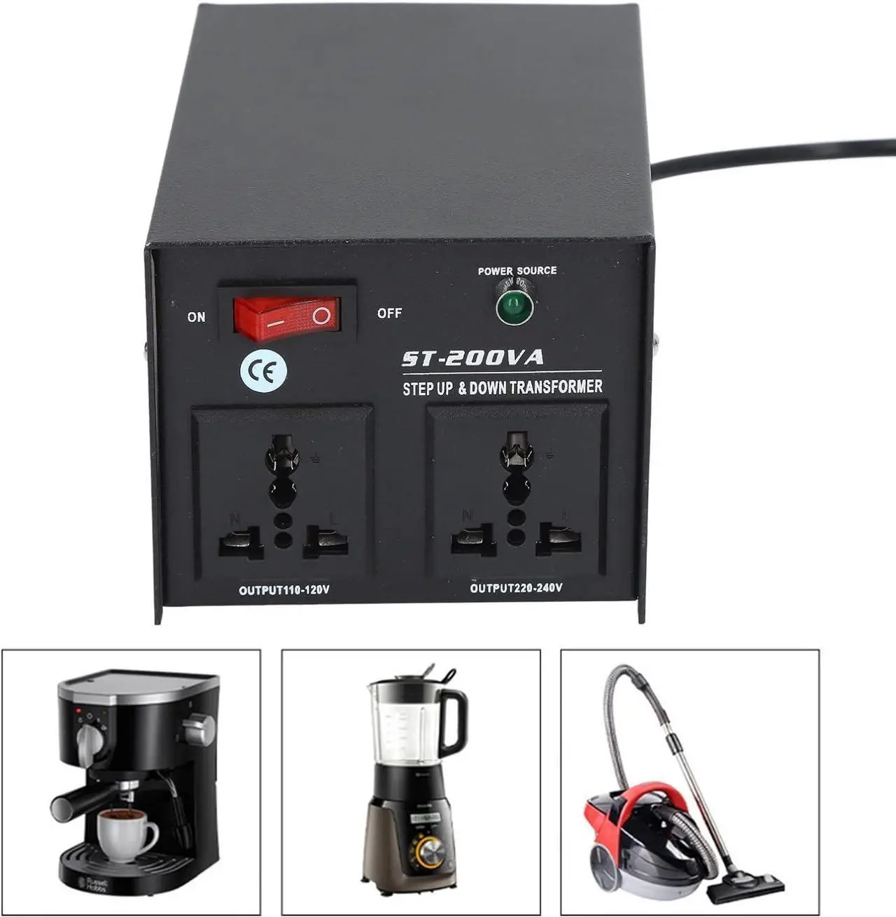 Alt view image 2 of 7 - Power Converter 110v to 220v 200W Power Voltage Converter Step Up Buck Transformer for Electrical Devices US Plug