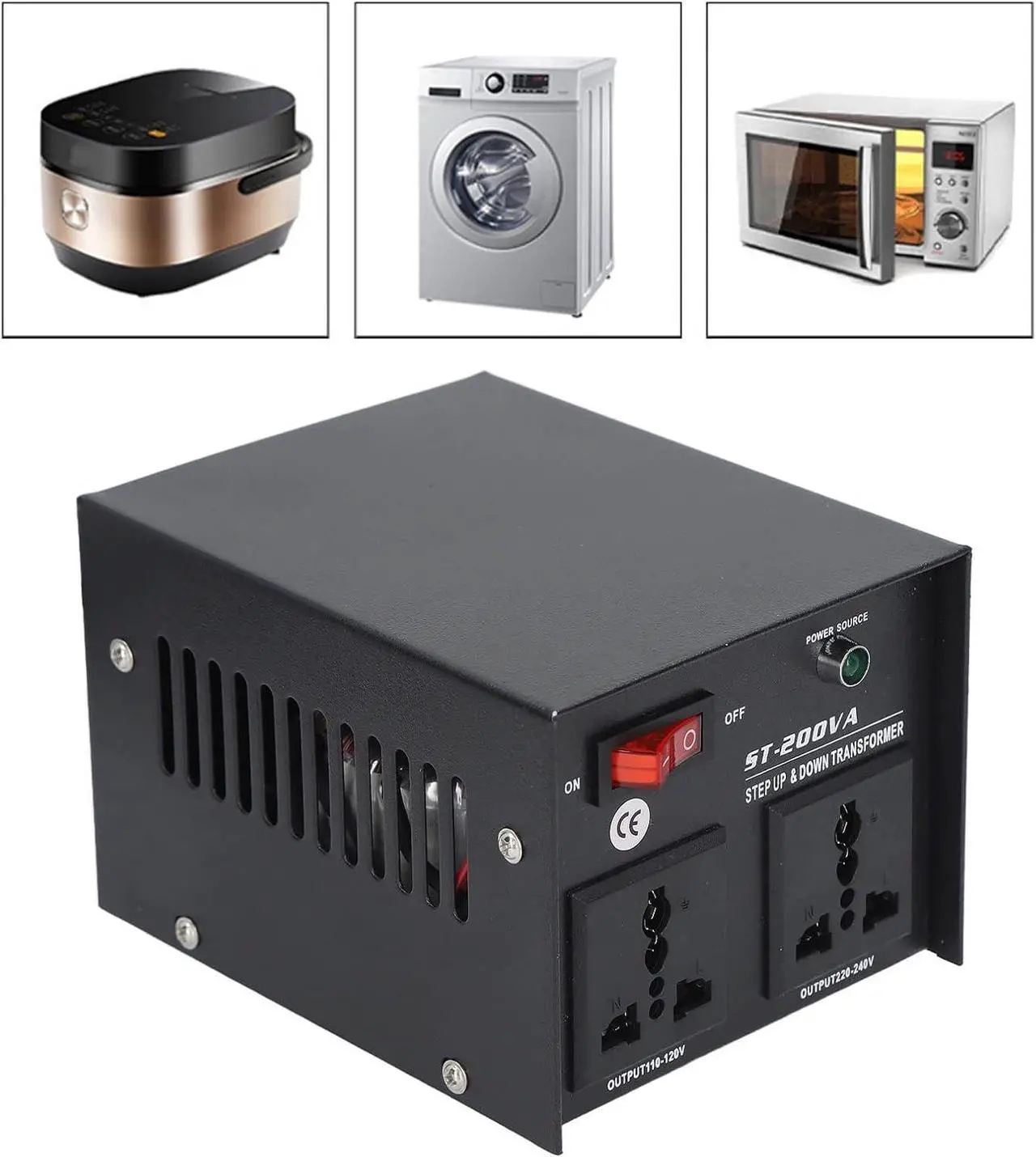Alt view image 4 of 7 - Power Converter 110v to 220v 200W Power Voltage Converter Step Up Buck Transformer for Electrical Devices US Plug