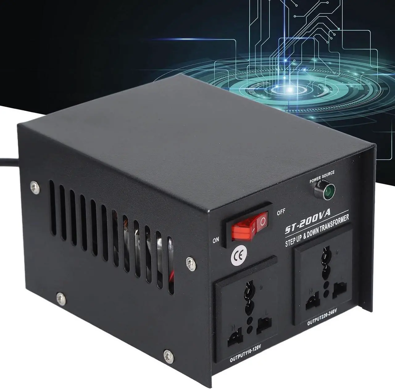 Alt view image 6 of 7 - Power Converter 110v to 220v 200W Power Voltage Converter Step Up Buck Transformer for Electrical Devices US Plug