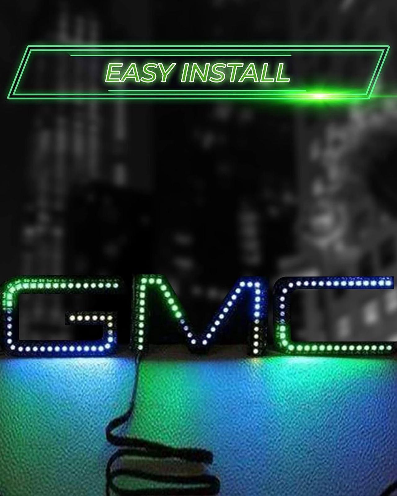 Alt view image 4 of 7 - RGB Halo Kits Multicolored LED Logo to fit GMC Front Emblem - Illuminated Truck Logos 2007-2018 Models - Replacement to fit GMC Emblems for Trucks - LED Truck Logo Emblems - Made in USA