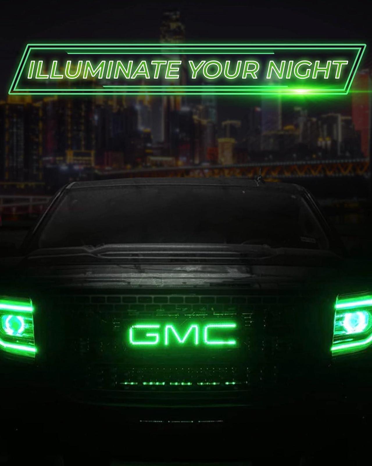 Alt view image 5 of 7 - RGB Halo Kits Multicolored LED Logo to fit GMC Front Emblem - Illuminated Truck Logos 2007-2018 Models - Replacement to fit GMC Emblems for Trucks - LED Truck Logo Emblems - Made in USA