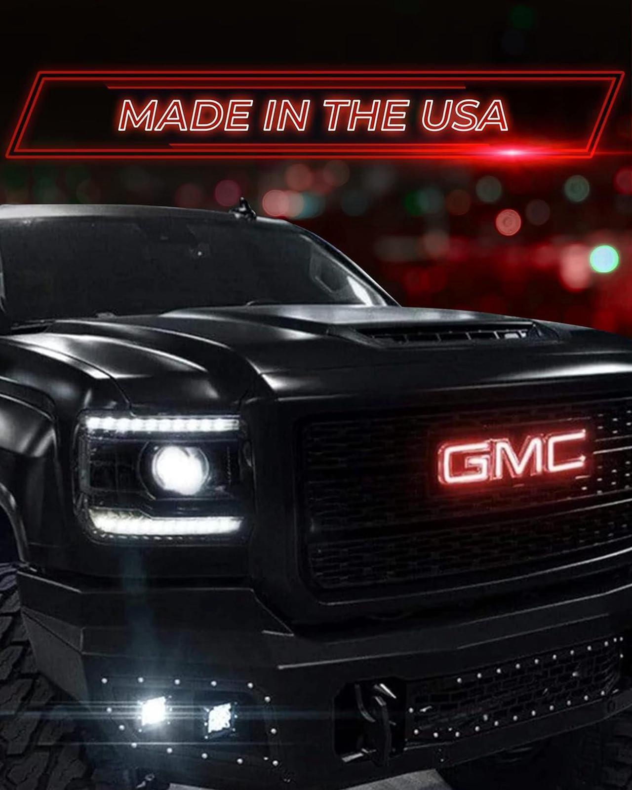 Alt view image 6 of 7 - RGB Halo Kits Multicolored LED Logo to fit GMC Front Emblem - Illuminated Truck Logos 2007-2018 Models - Replacement to fit GMC Emblems for Trucks - LED Truck Logo Emblems - Made in USA
