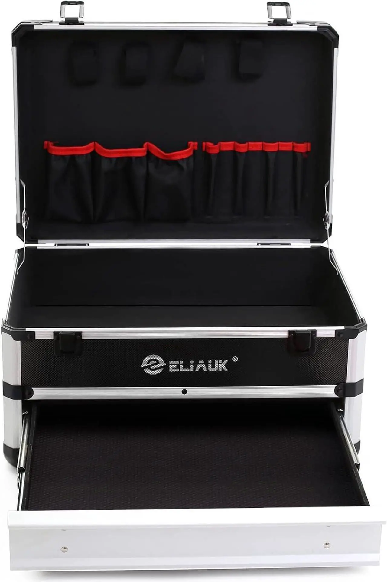 Alt view image 4 of 6 - Tool Box Hard Case Tool Organizer Storage Cabinet Carry Case with Lock &Drawers (Silver)