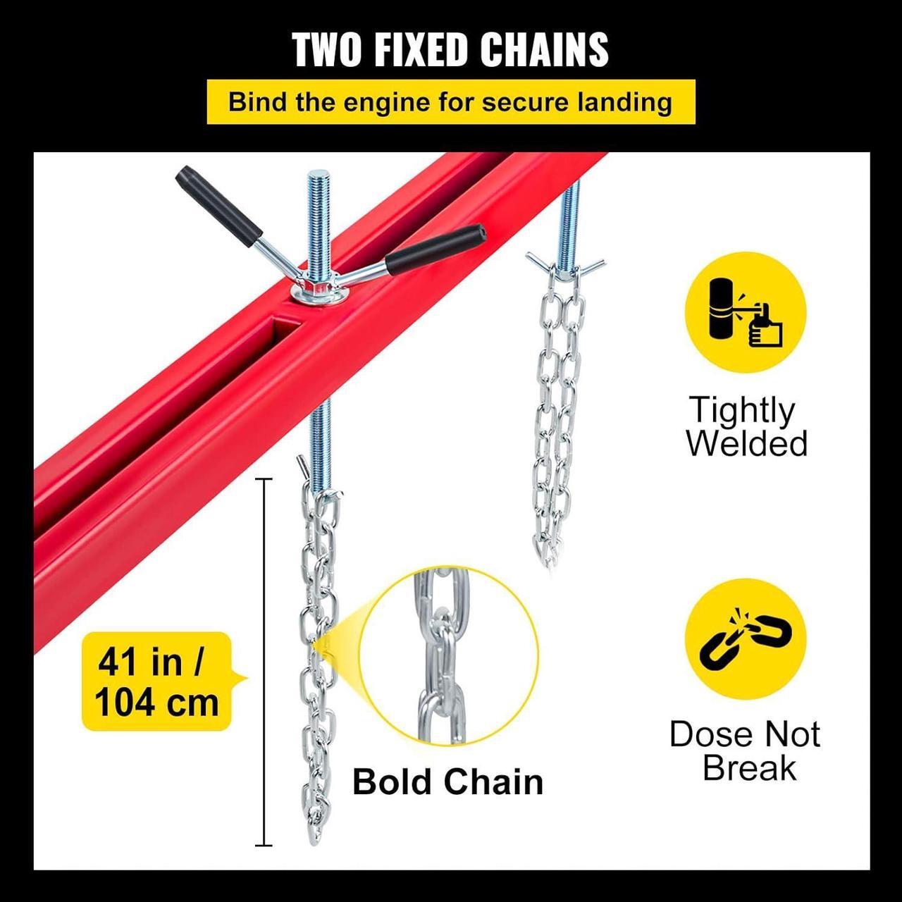 Alt view image 4 of 7 - Engine Support Bar 1100 Lbs Capacity Engine Transverse Bar Engine Hoist 2 Point Lift Holder Hoist Dual Hooks, Engine Hoist Keeps Engine Stable for Home Garages & Auto Repair Shop