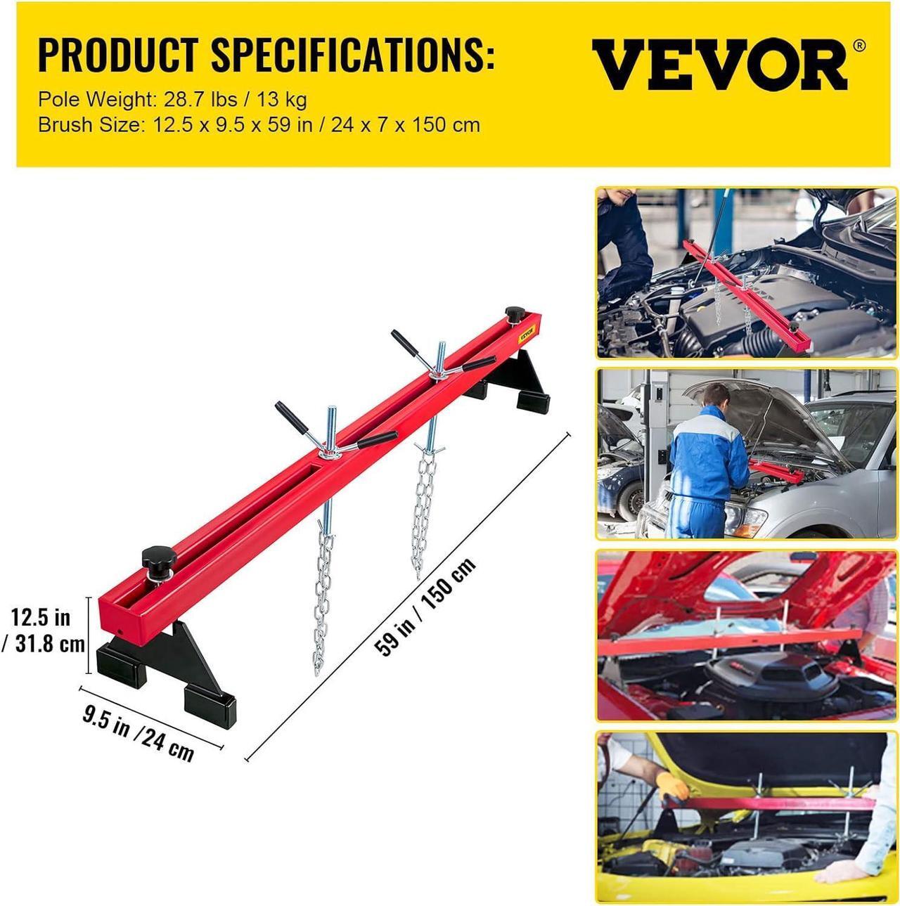 Alt view image 7 of 7 - Engine Support Bar 1100 Lbs Capacity Engine Transverse Bar Engine Hoist 2 Point Lift Holder Hoist Dual Hooks, Engine Hoist Keeps Engine Stable for Home Garages & Auto Repair Shop