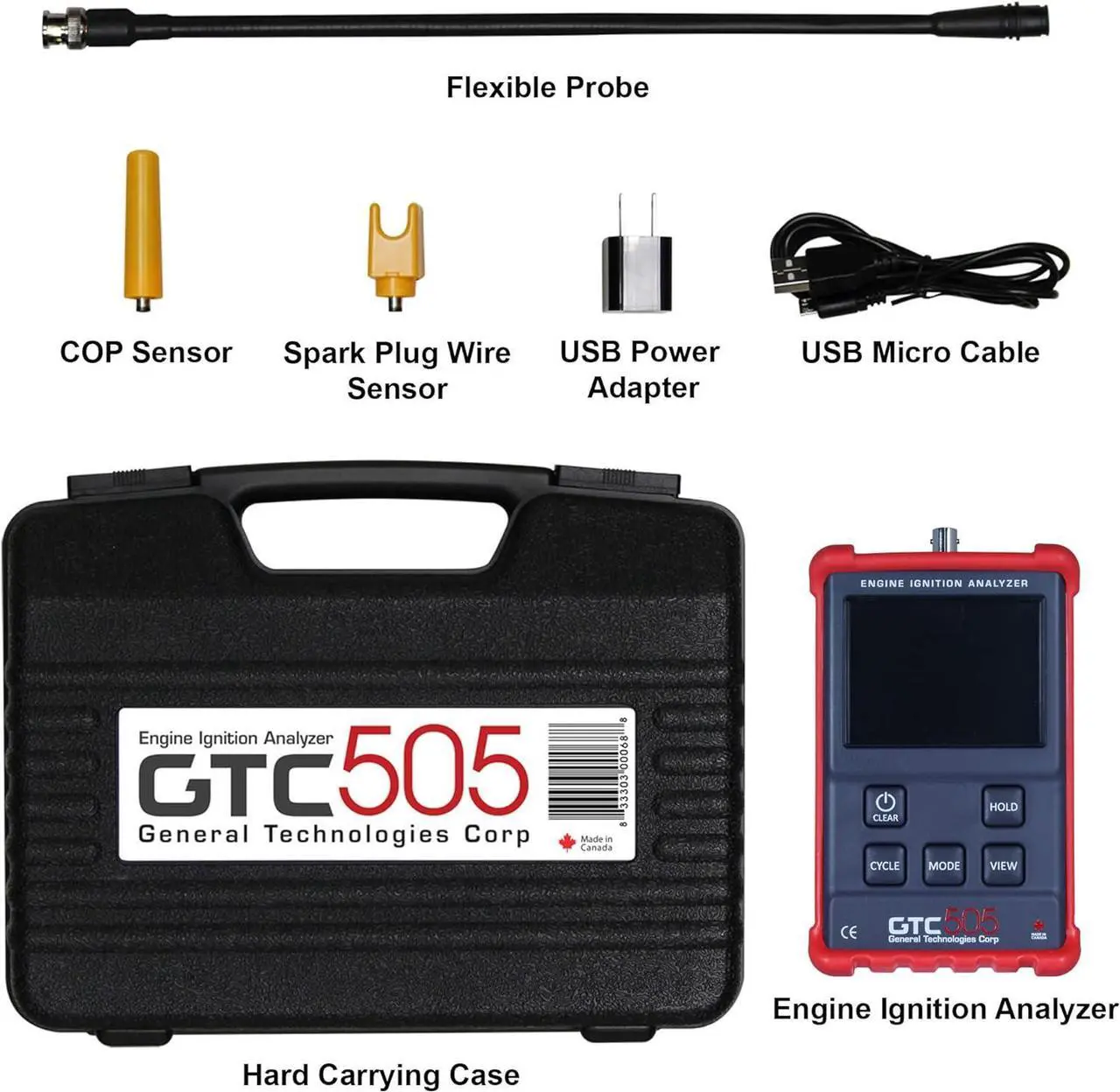 Alt view image 5 of 7 - GTC505 Engine Ignition Analyzer - Spark Diagnostics and Tachometer Readings for Marine, Motorcycle, and Automotive Mechanics, General Technologies Corp