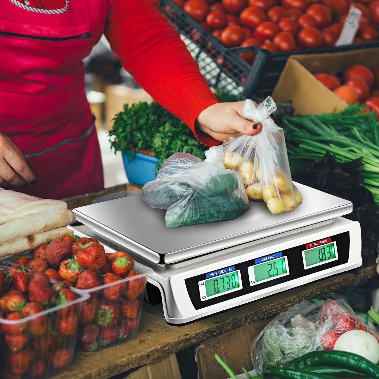 Alt view image 6 of 6 - Electronic Price Computing Scale Digital Commercial Food Scale with LCD Display Accurate Meat Scale Produce Scale Food Weight Scale for Kitchen Farmers Market Deli Shop Retail (88lb/40kg)