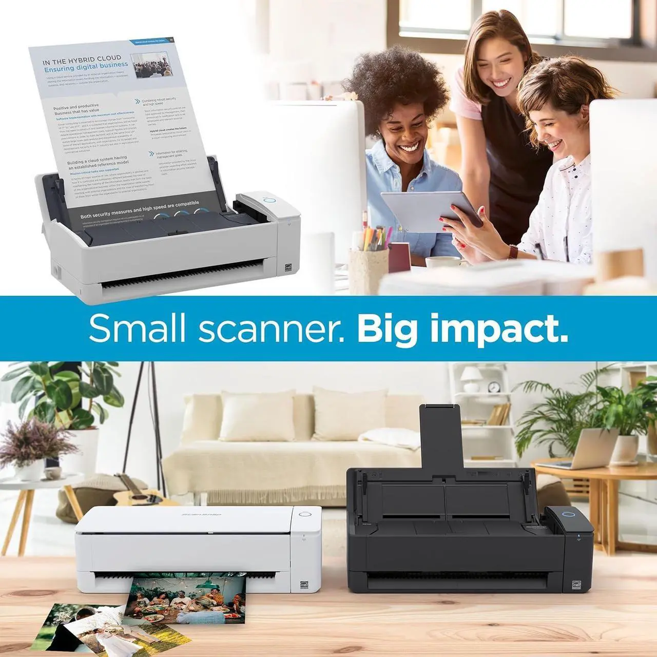 Alt view image 2 of 6 - ScanSnap iX1300 Compact Wireless or USB Double-Sided Color Document, Photo & Receipt Scanner with Auto Document Feeder and Manual Feeder for Mac or PC, White
